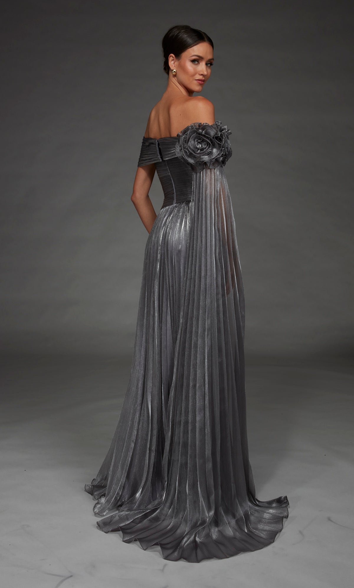 ALYCE Paris 55032 Off The Shoulder Neckline Ruched/draped A Line Dress