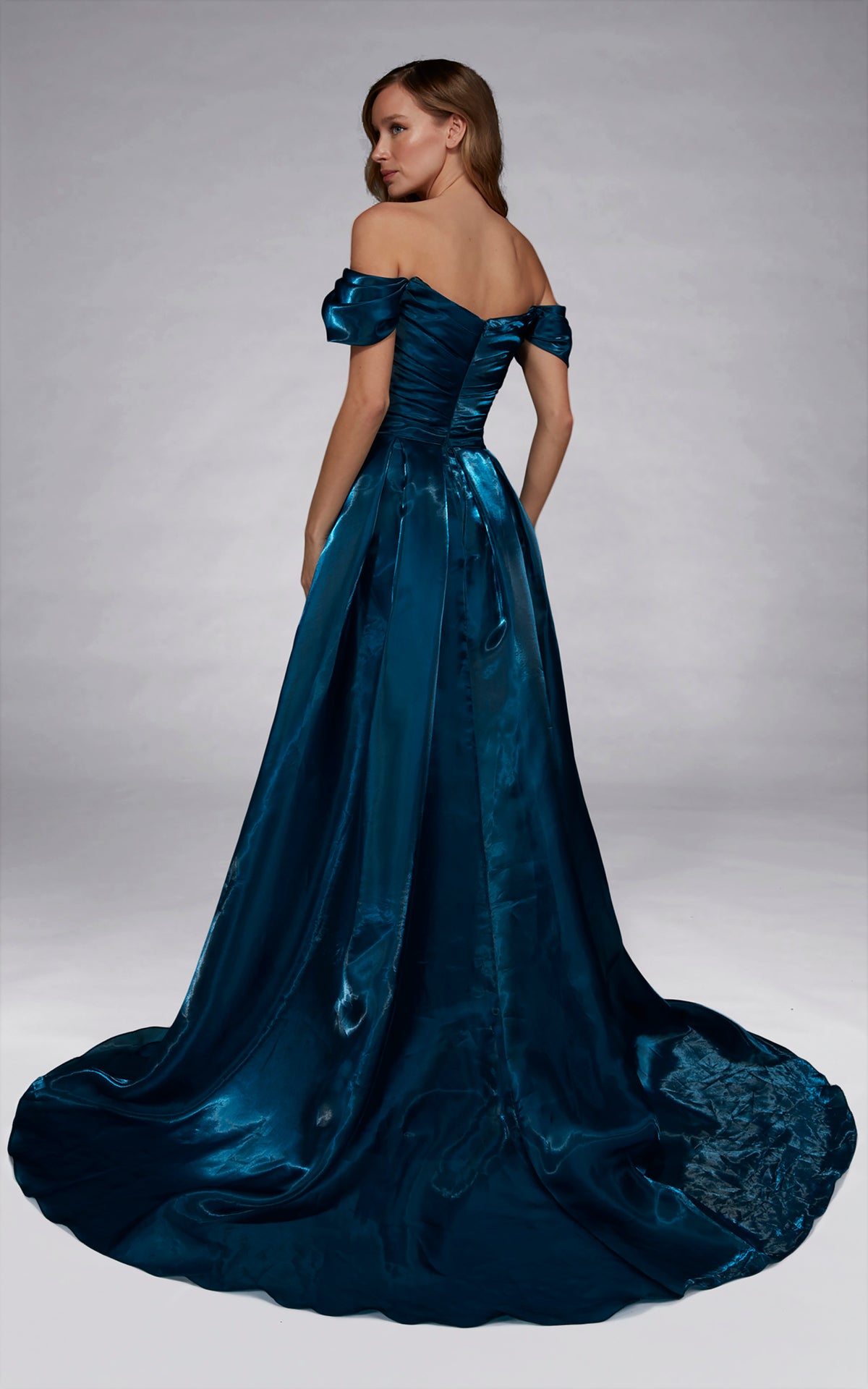 ALYCE Paris 55034 Off The Shoulder Neckline Ruched/draped A Line Dress