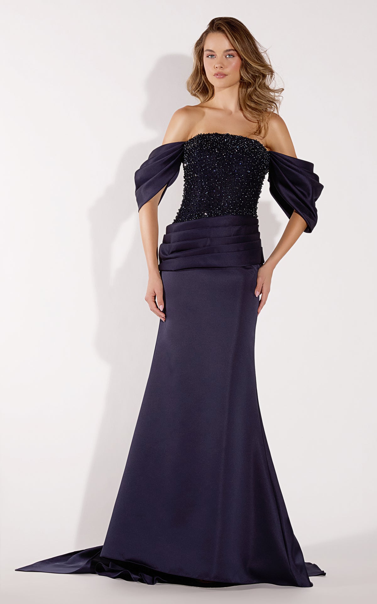 ALYCE Paris 55071 Straight Across Neckline Embellished Fit N Flare Dress