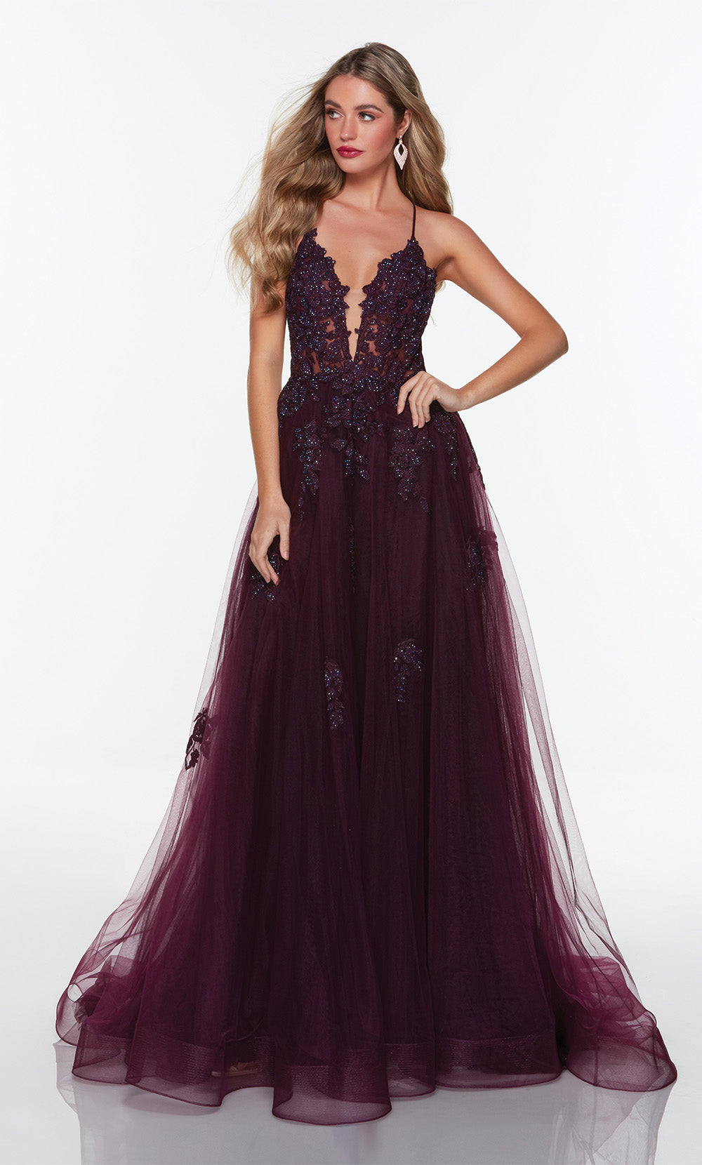 ALYCE Paris 61263 Alyce Long Plunging Neckline Slit Ballgown Dress