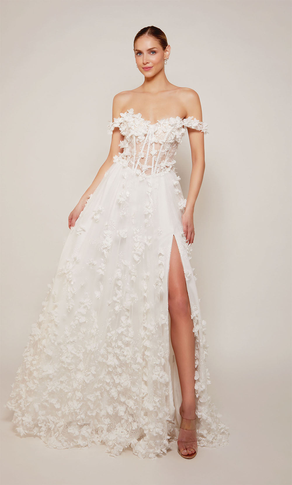 ALYCE Paris 61308 Alyce Long Off The Shoulder Neckline Embellished A Line Dress