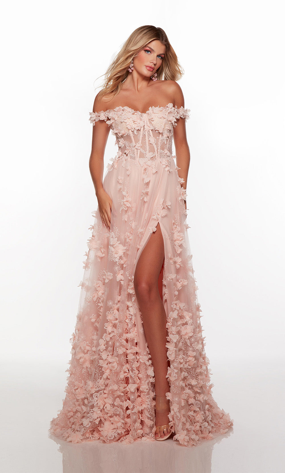 ALYCE Paris 61308 Alyce Long Off The Shoulder Neckline Embellished A Line Dress