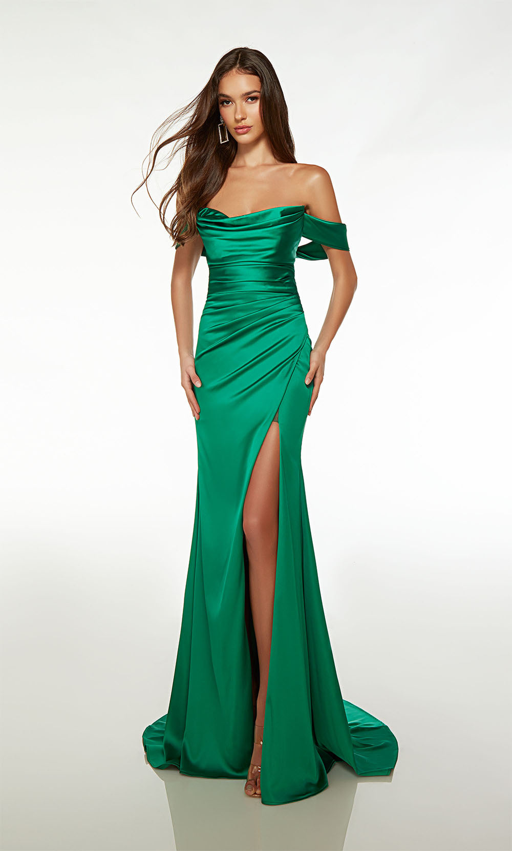 ALYCE Paris 61571 Alyce Long Off The Shoulder Neckline Simple Straight Dress