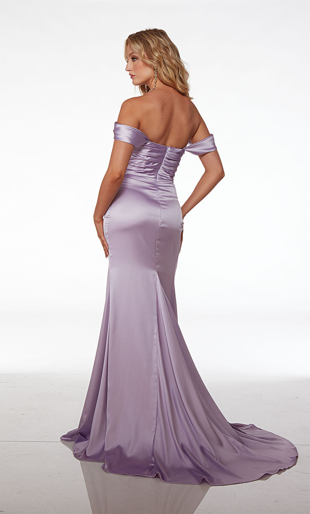 ALYCE Paris 61571 Alyce Long Off The Shoulder Neckline Simple Straight Dress