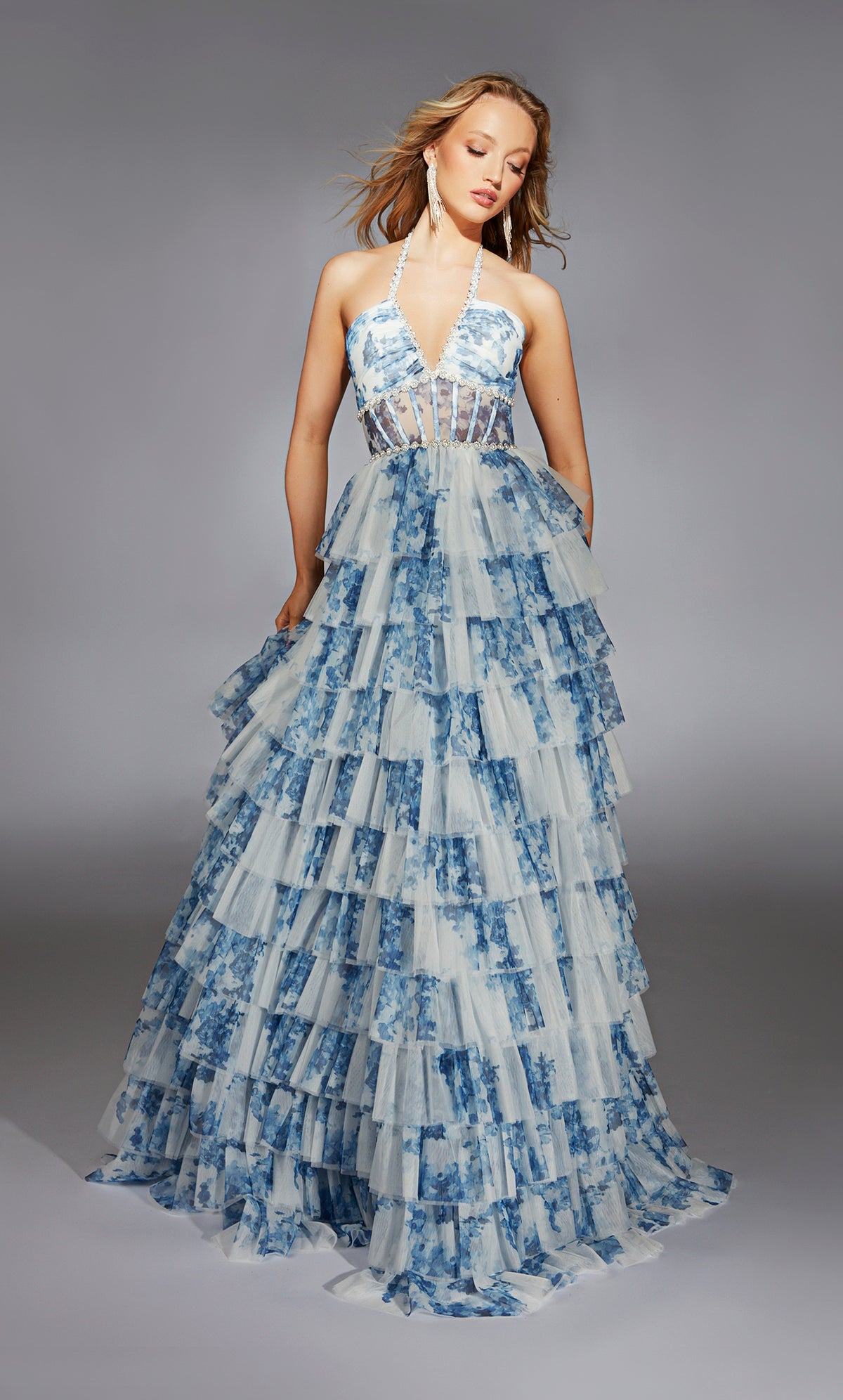 ALYCE Paris 61730 Alyce Long Halter Neckline Elegant A Line Dress