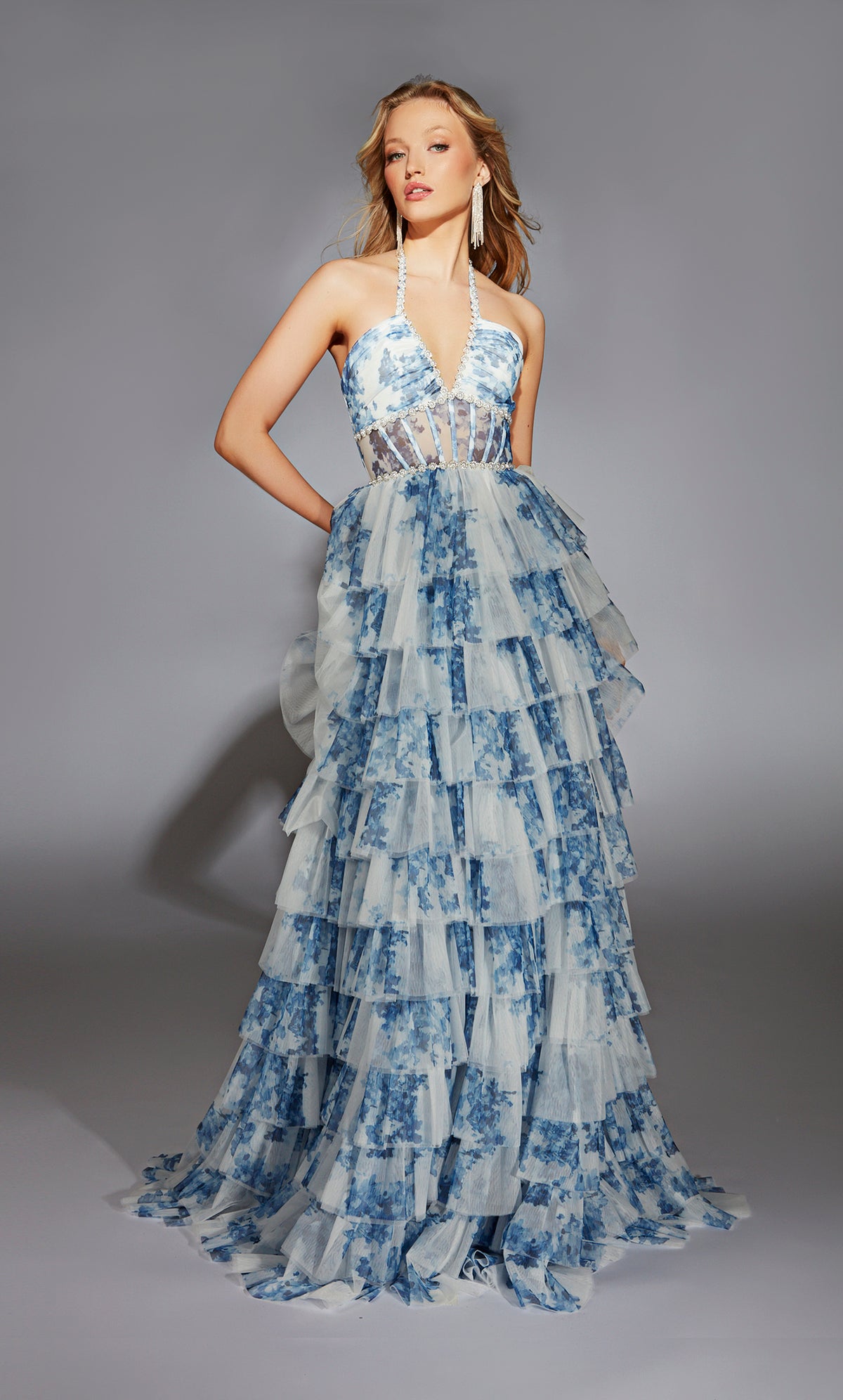 ALYCE Paris 61730 Alyce Long Halter Neckline Elegant A Line Dress