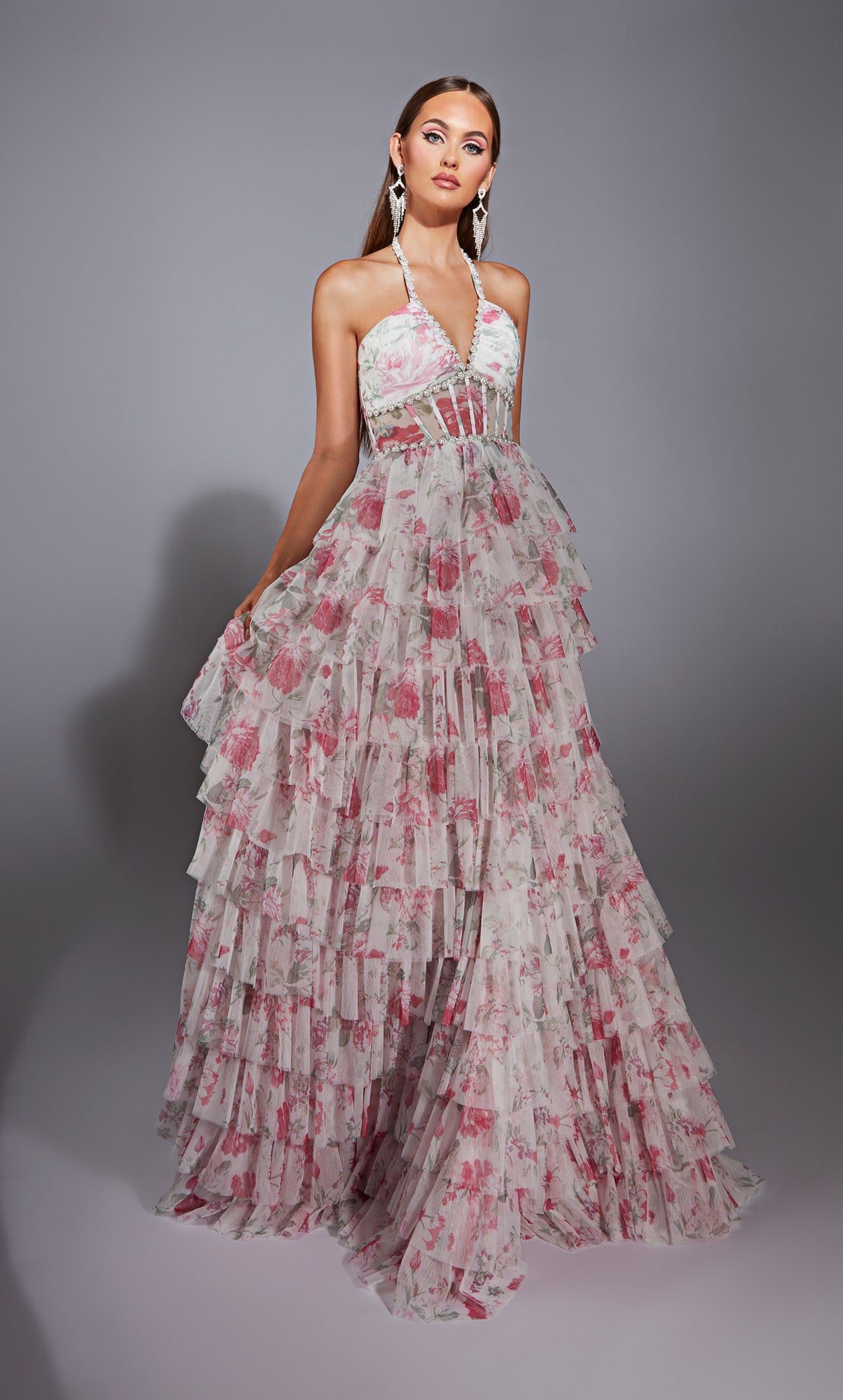 ALYCE Paris 61730 Alyce Long Halter Neckline Elegant A Line Dress