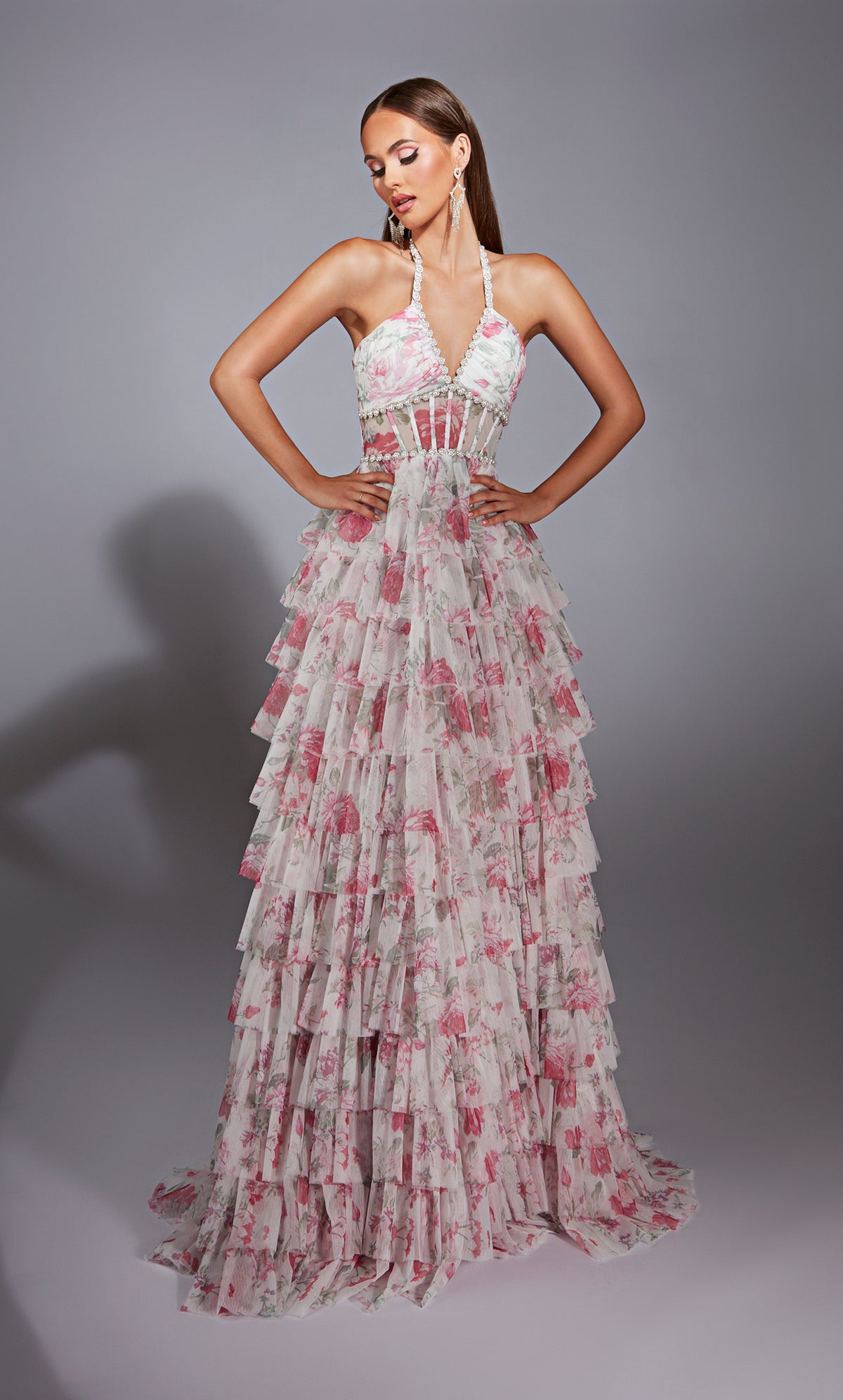 ALYCE Paris 61730 Alyce Long Halter Neckline Elegant A Line Dress