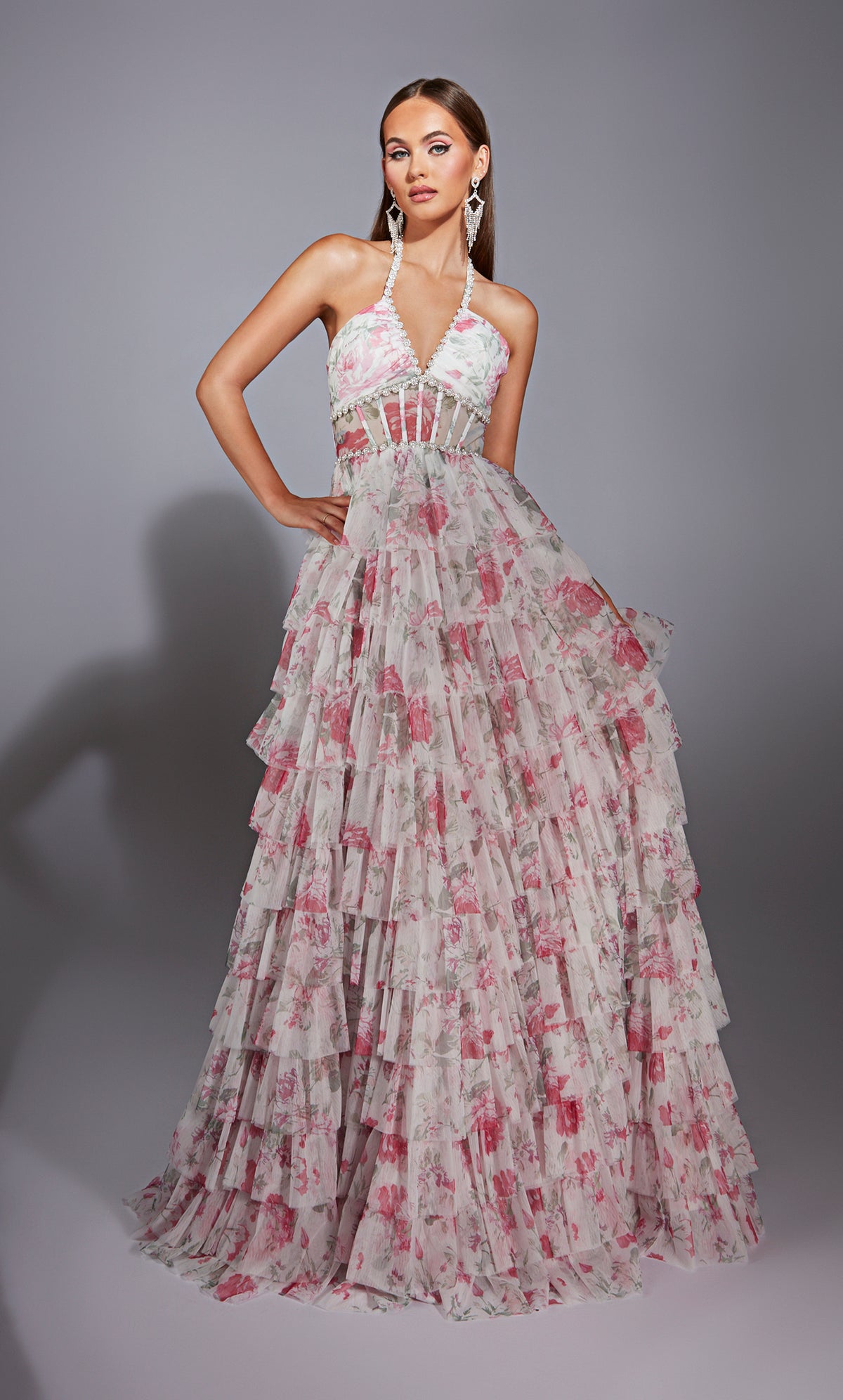 ALYCE Paris 61730 Alyce Long Halter Neckline Elegant A Line Dress