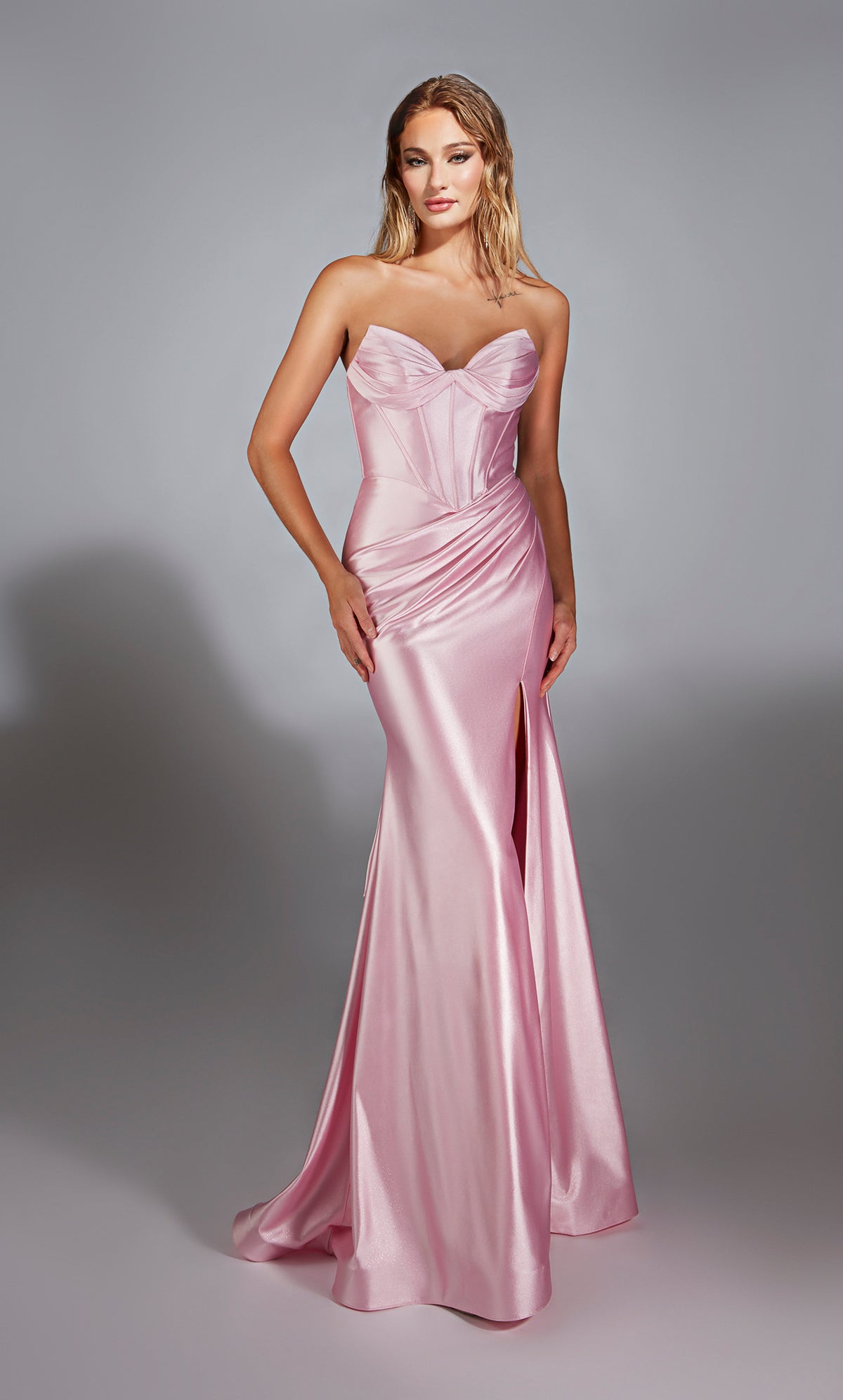ALYCE Paris 61733 Alyce Long Strapless Neckline Slit Mermaid Dress