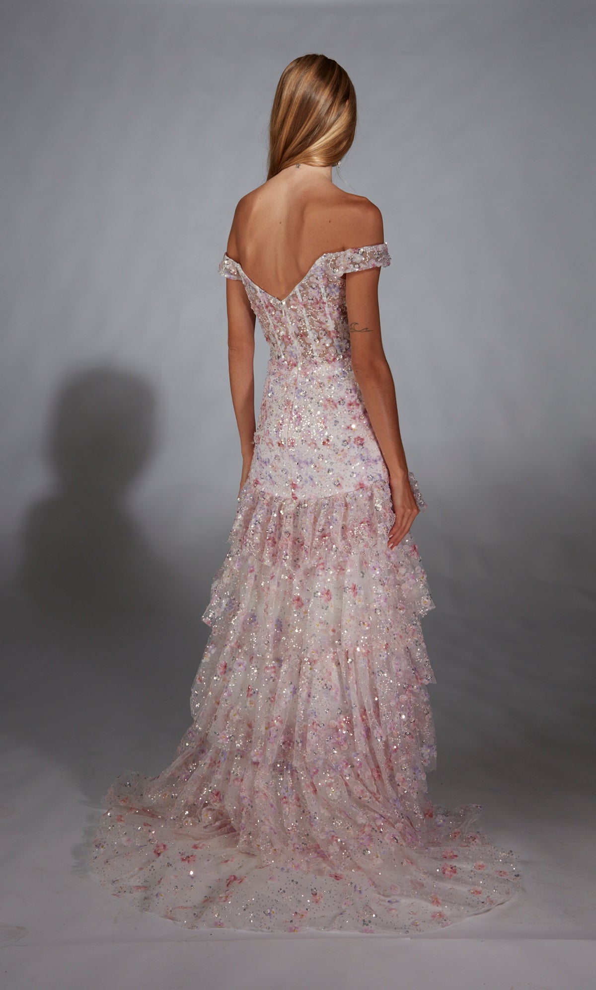 ALYCE Paris 61736 Alyce Long Off The Shoulder Neckline Embellished Mermaid Dress
