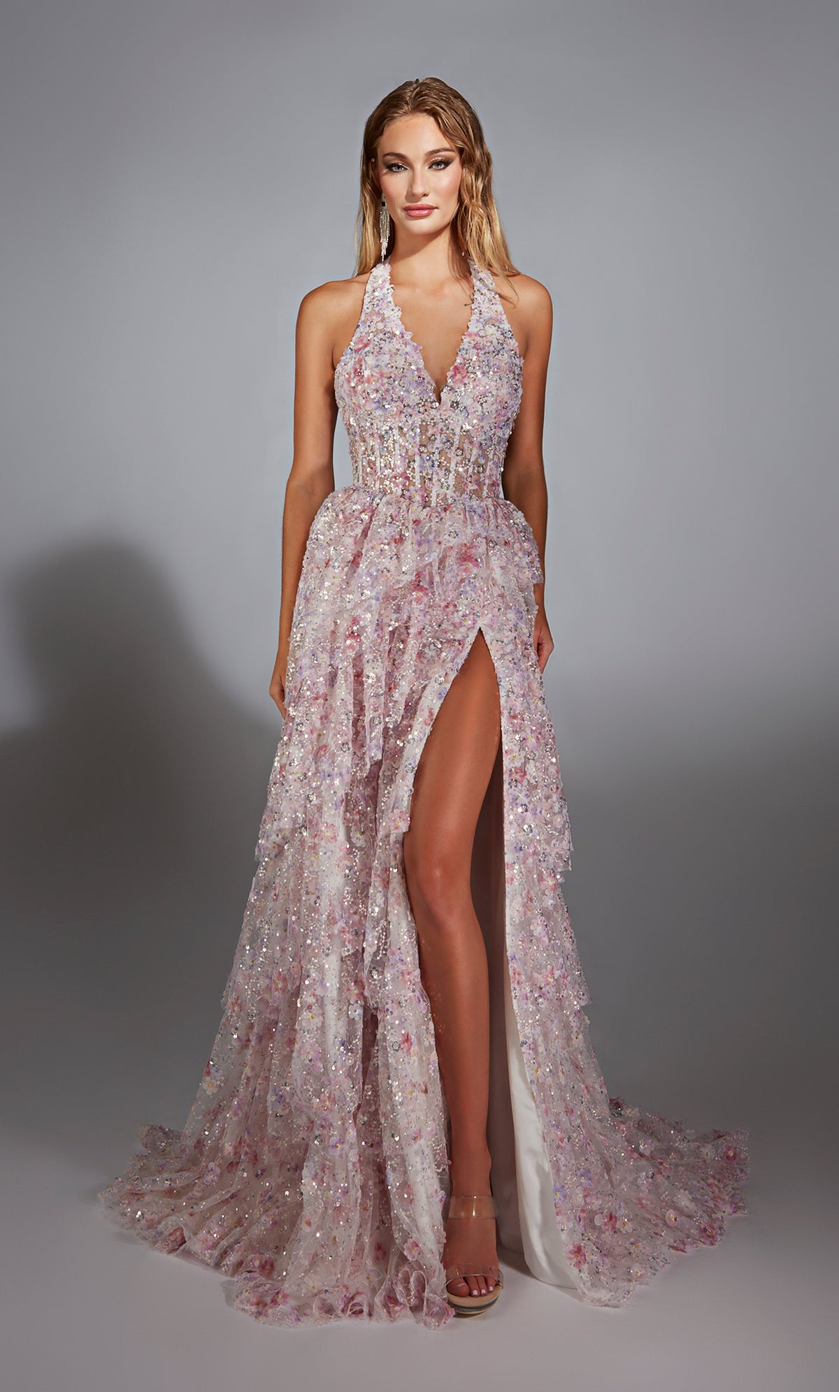 ALYCE Paris 61740 Alyce Long Halter Neckline Corset A Line Dress