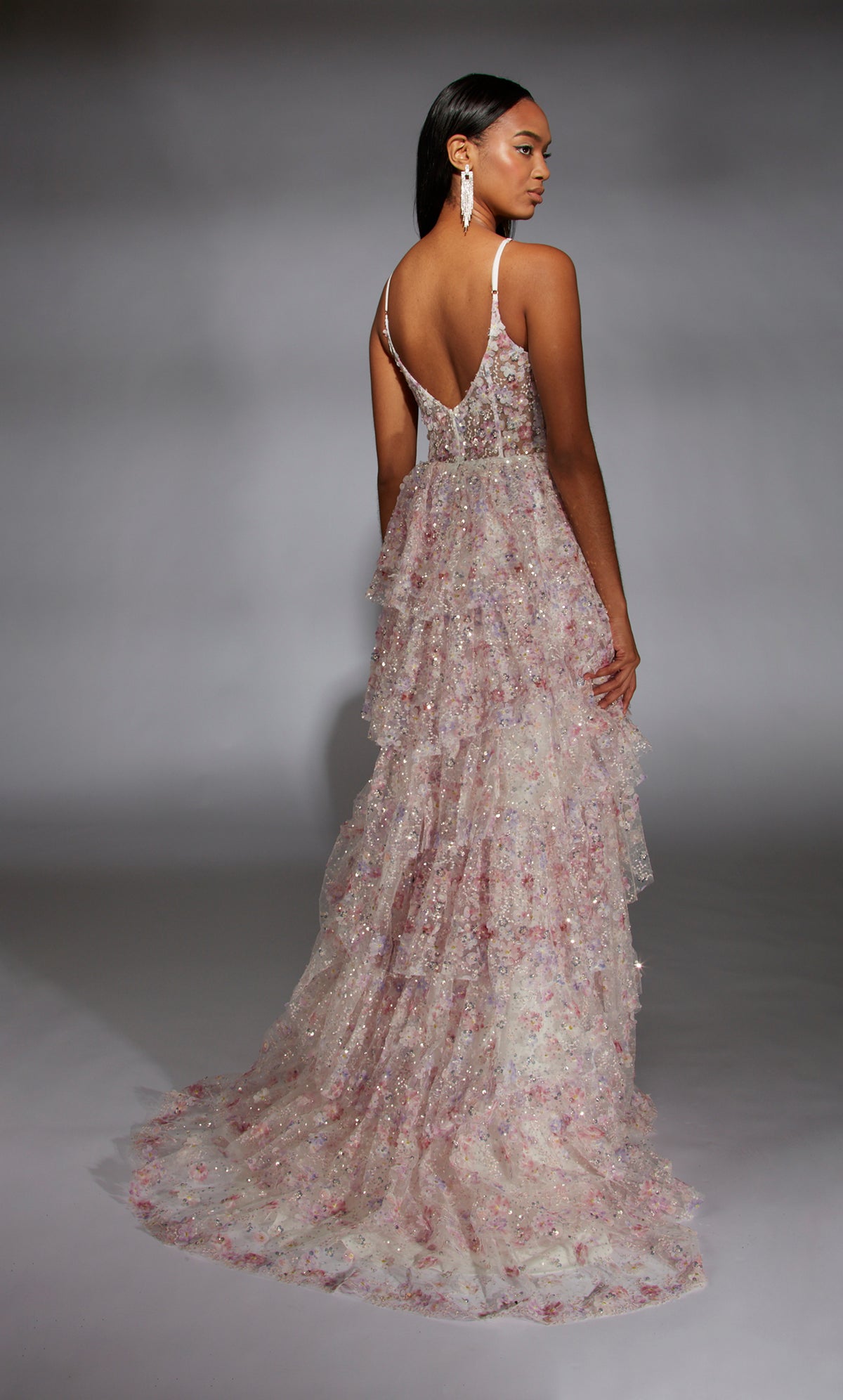 ALYCE Paris 61745 Alyce Long Plunging Neckline Ruffles A Line Dress