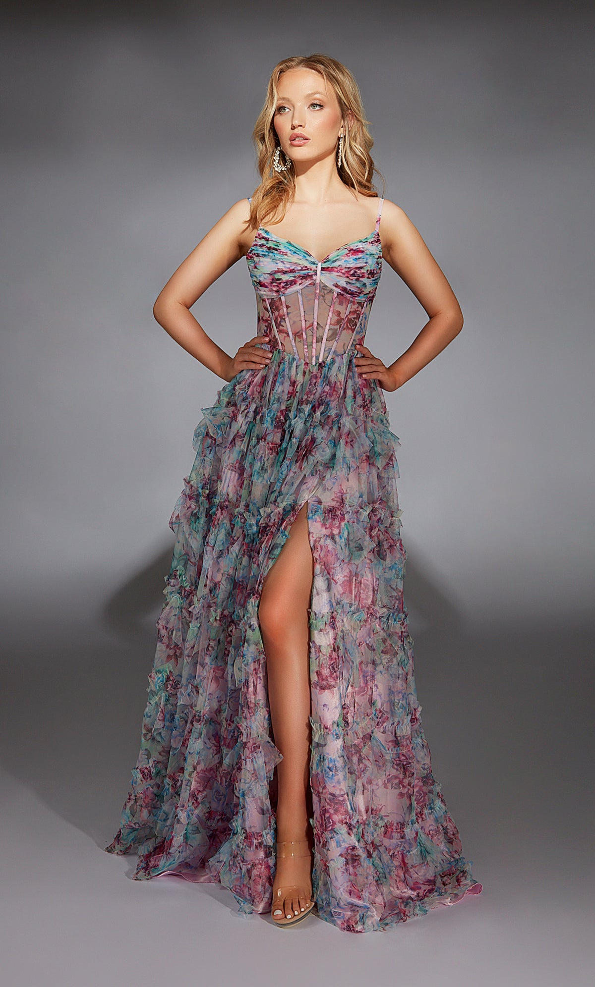 ALYCE Paris 61748 Alyce Long V-neckline Corset A Line Dress