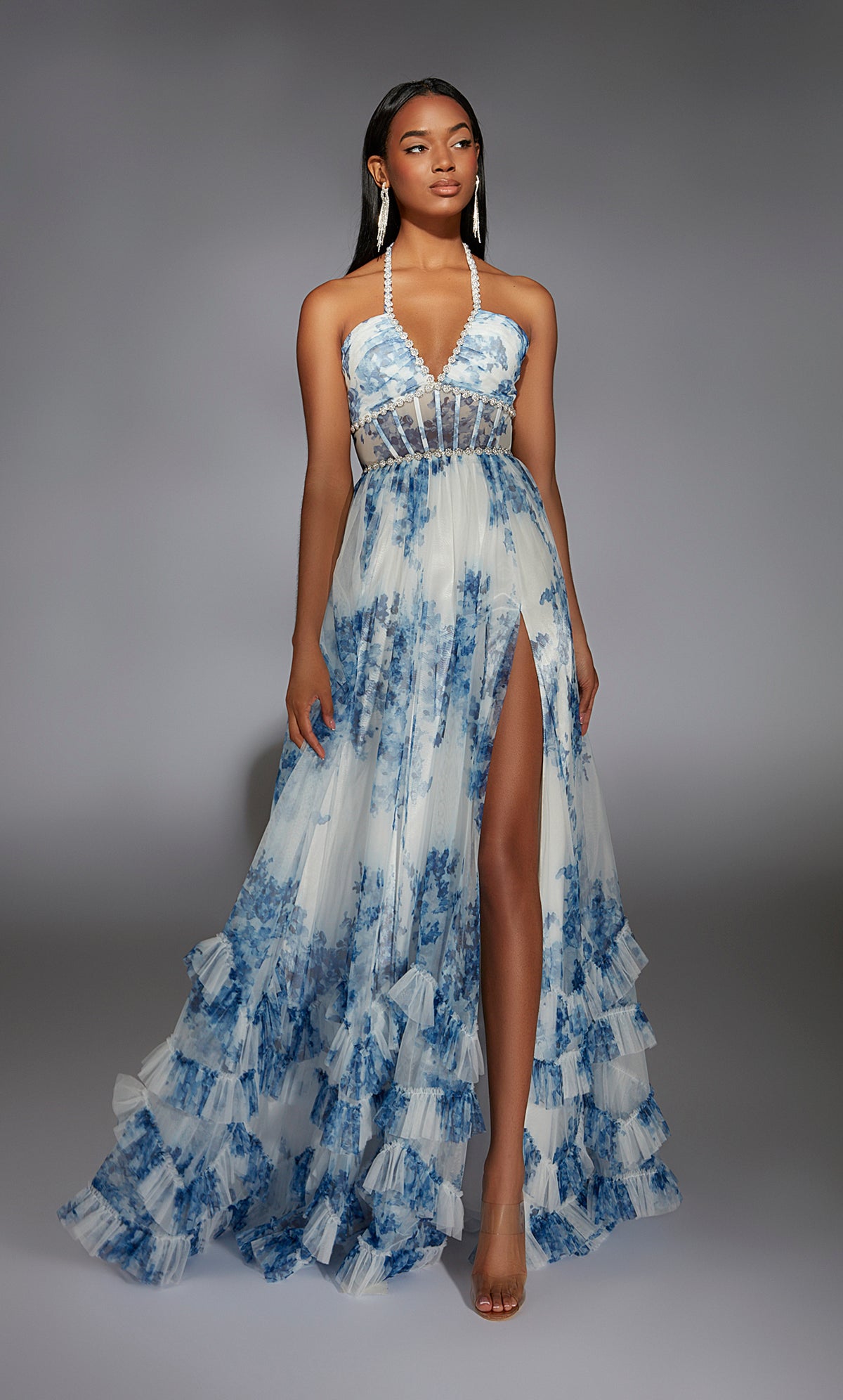 ALYCE Paris 61757 Alyce Long Halter Neckline 80s Inspired A Line Dress
