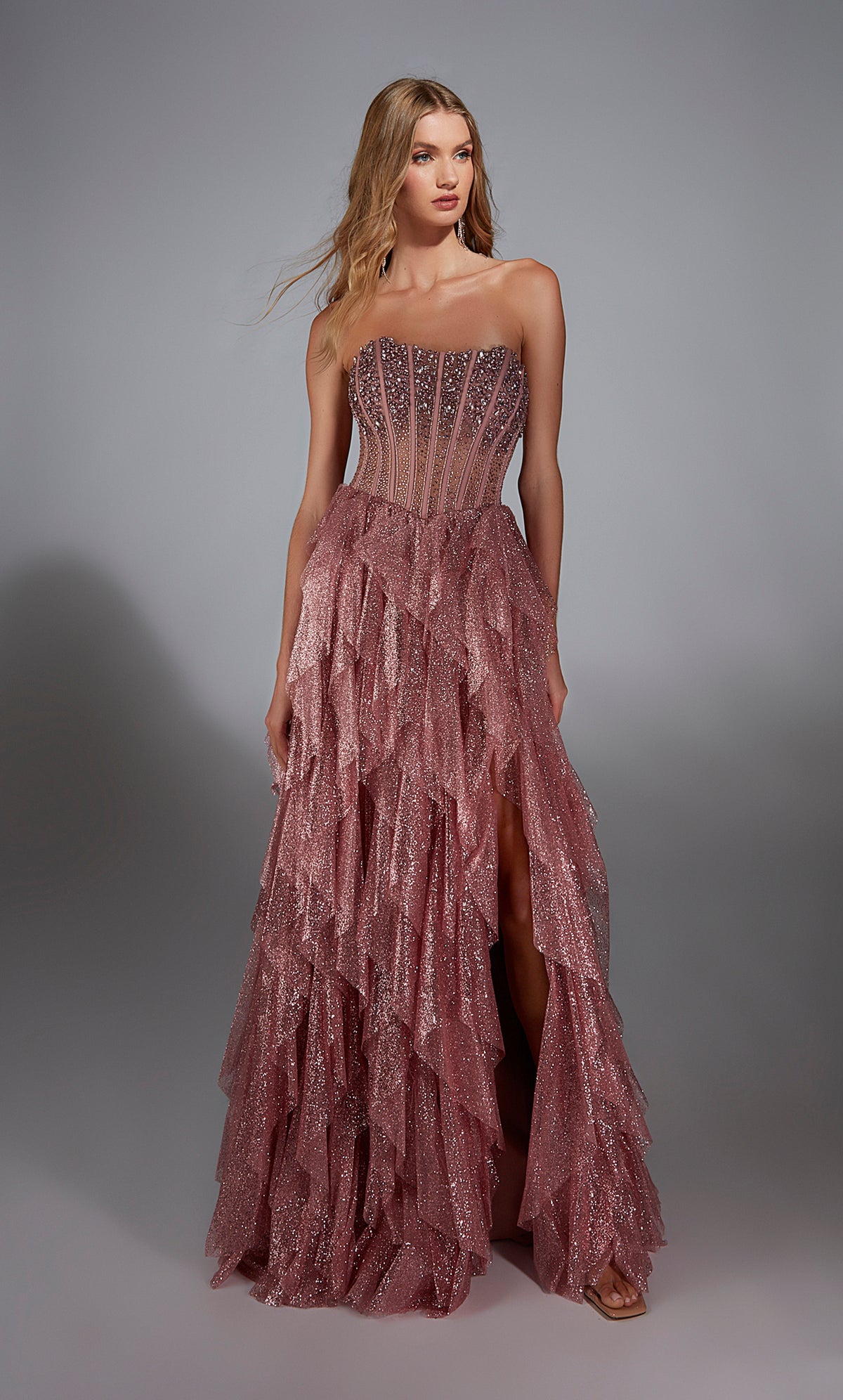 ALYCE Paris 61762 Alyce Long Strapless Neckline Shimmery/sparkly A Line Dress