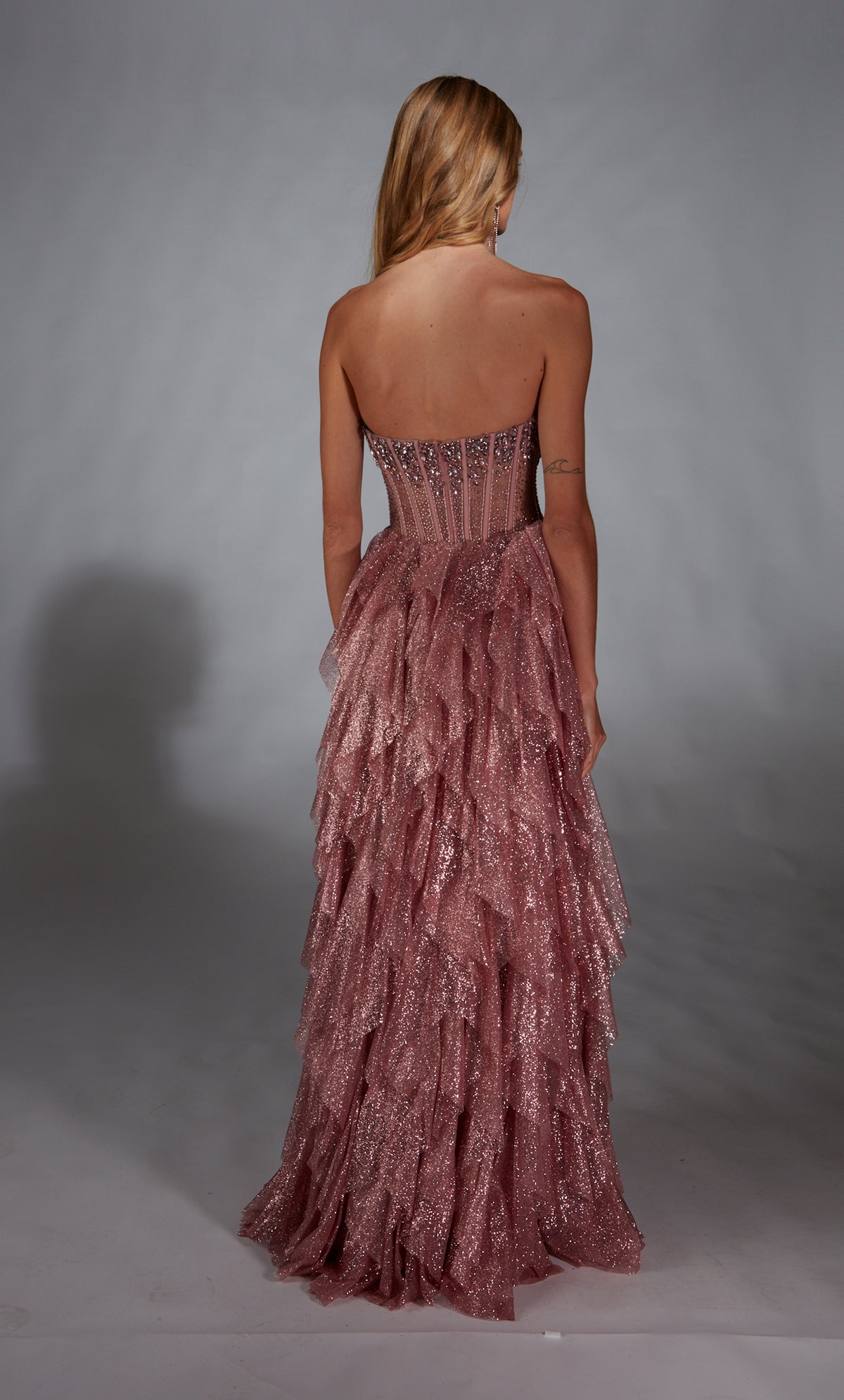 ALYCE Paris 61762 Alyce Long Strapless Neckline Shimmery/sparkly A Line Dress