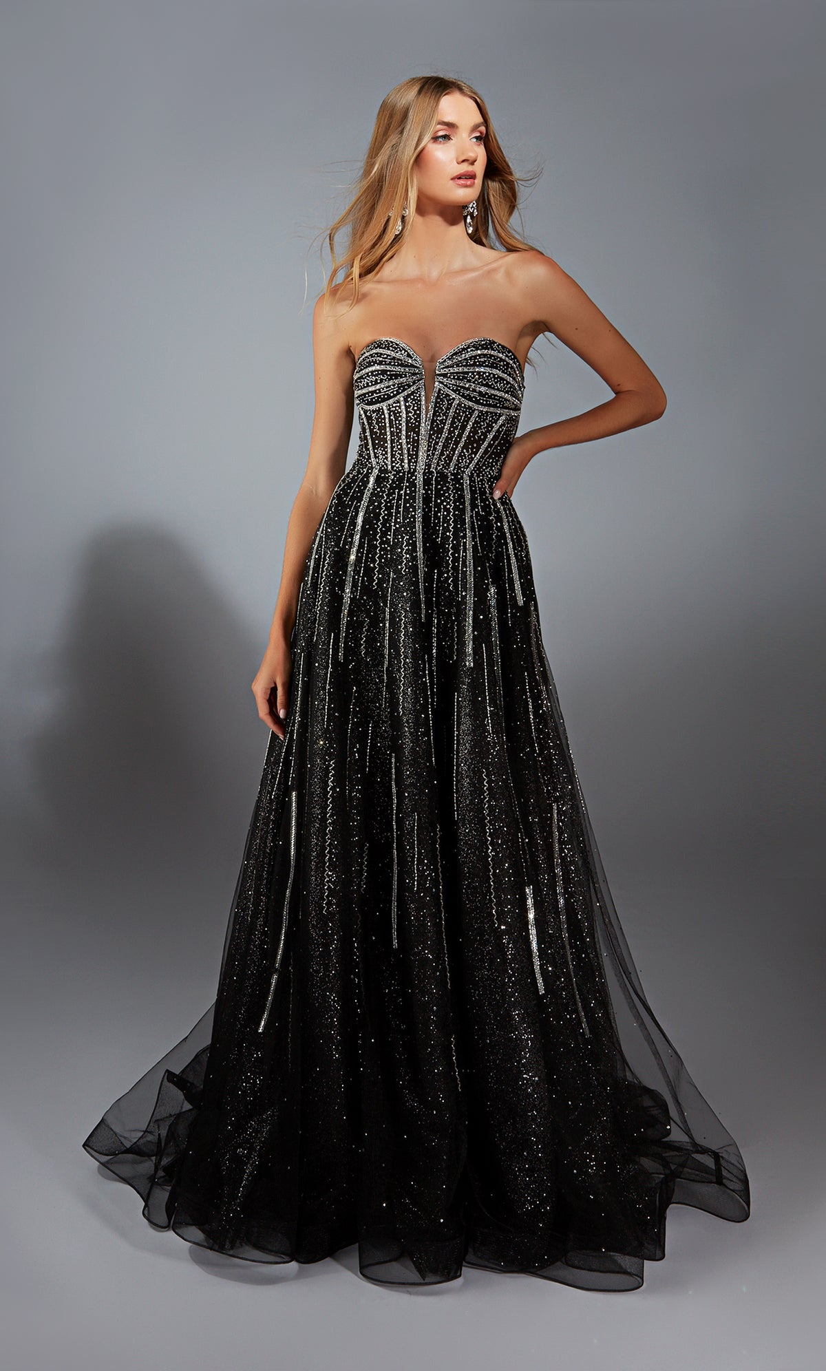 ALYCE Paris 61770 Alyce Long Strapless Neckline Corset A Line Dress