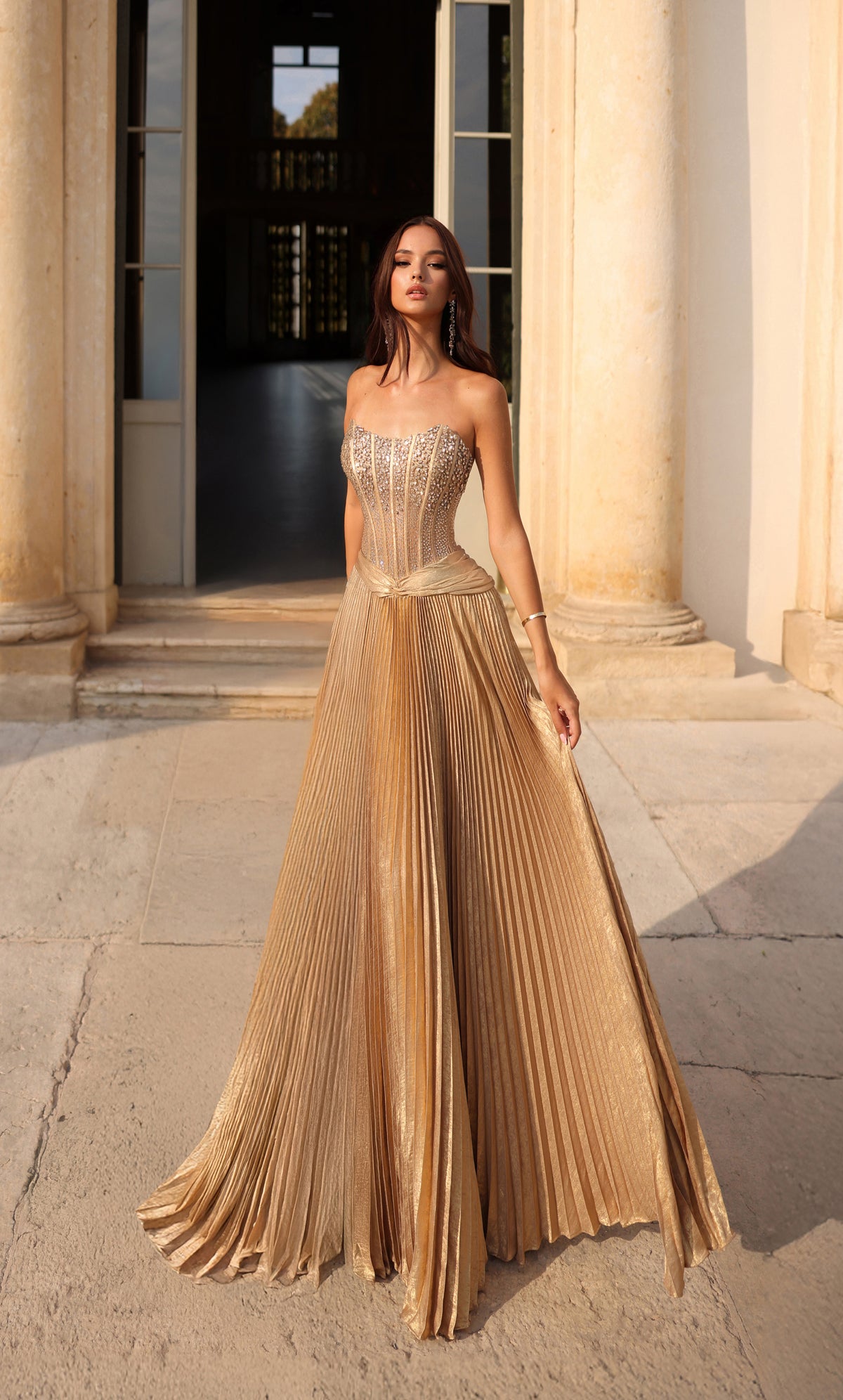 ALYCE Paris 61789 Alyce Long Strapless Neckline Corset A Line Dress