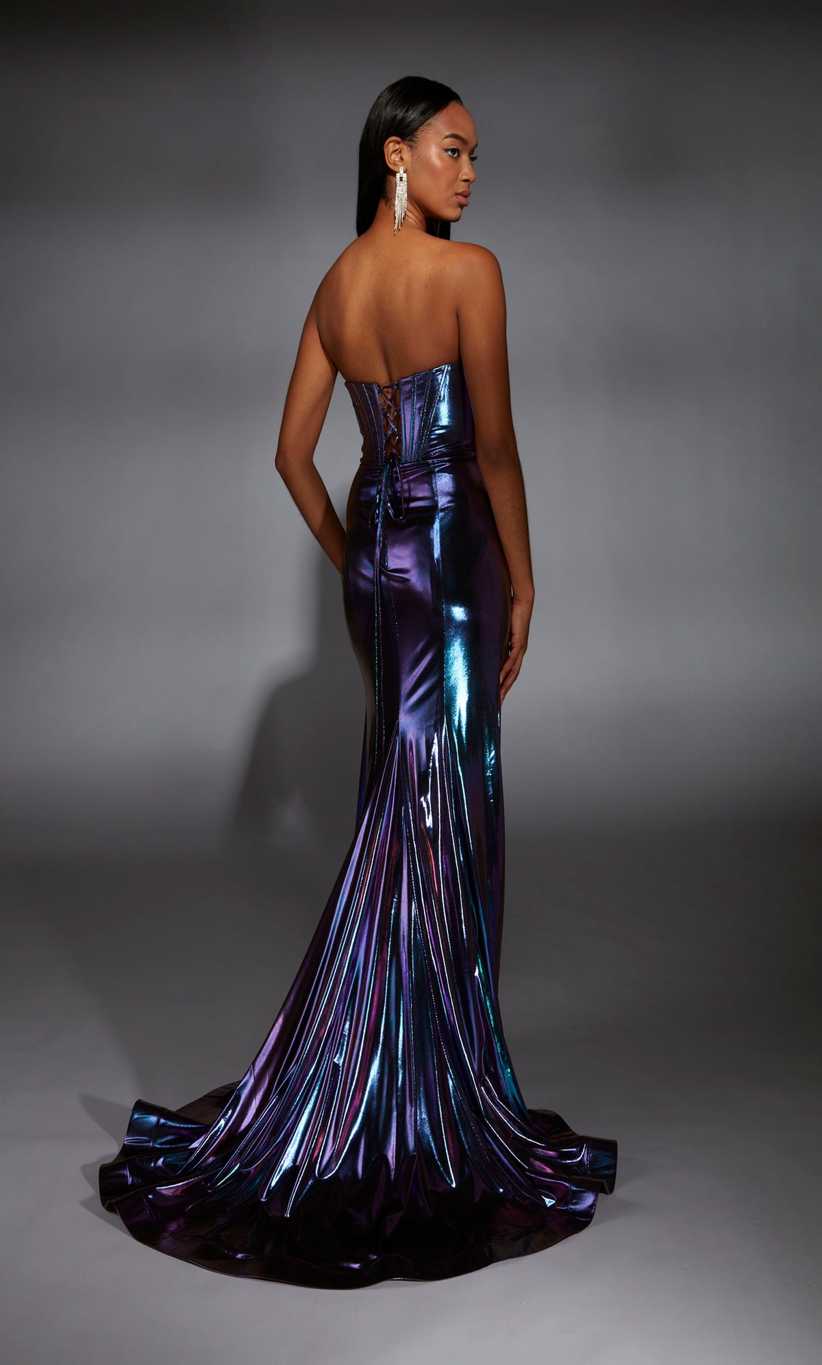 ALYCE Paris 61798 Alyce Long V-neckline Corset Straight Dress