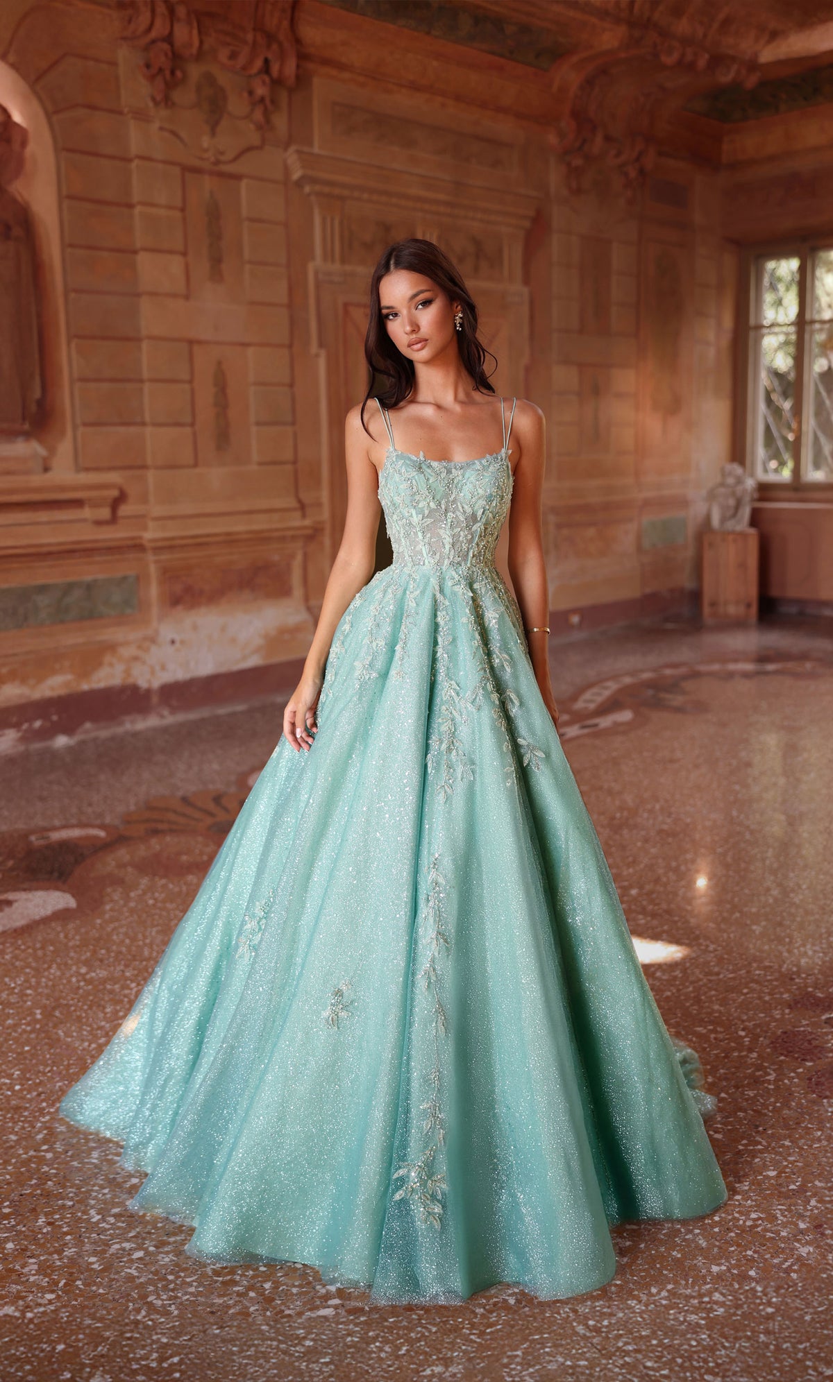 ALYCE Paris 61824 Alyce Long Scoop Neckline Shimmery/sparkly Ballgown Dress