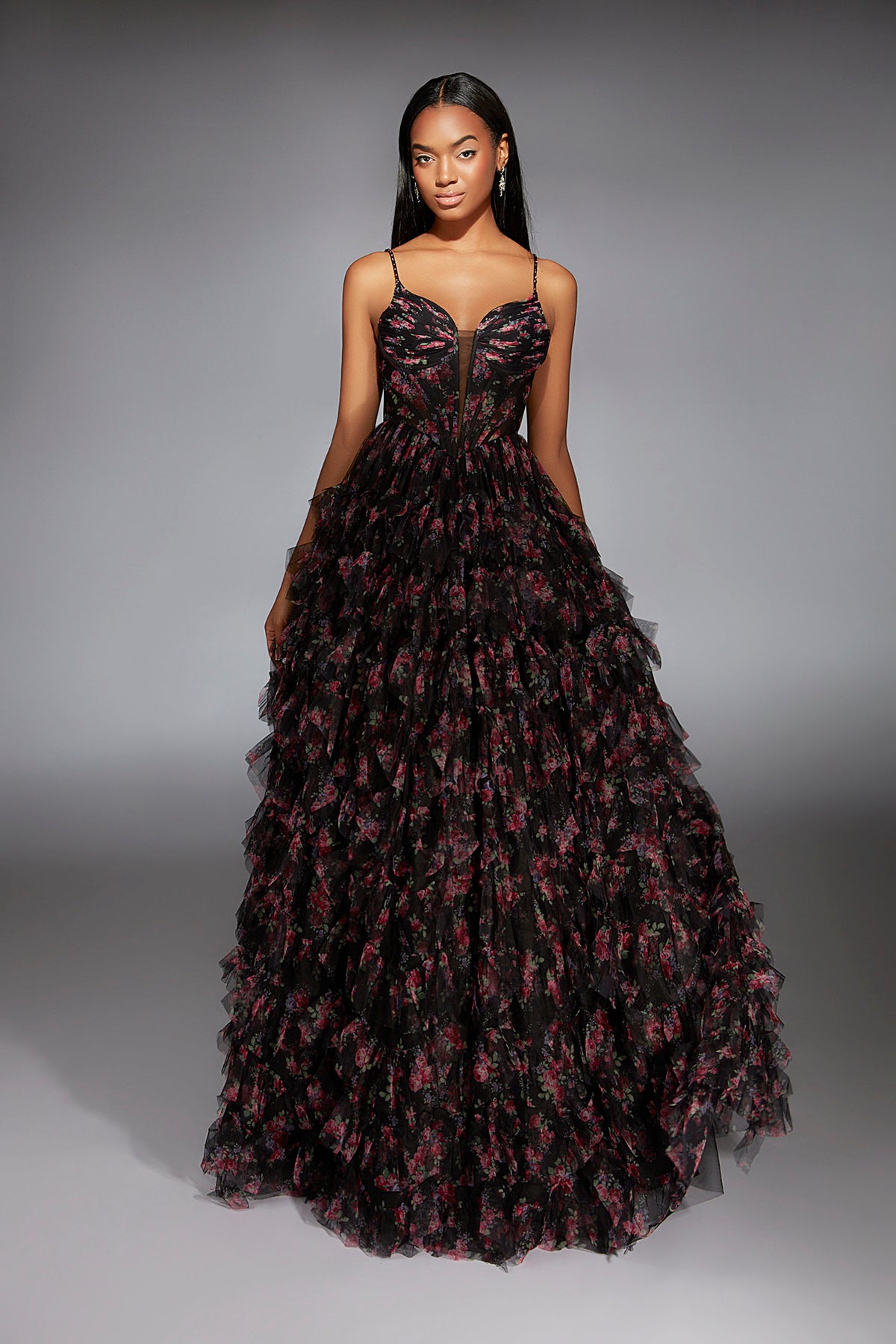 ALYCE Paris 61866 Alyce Long Plunging Neckline Ruffles Ballgown Dress