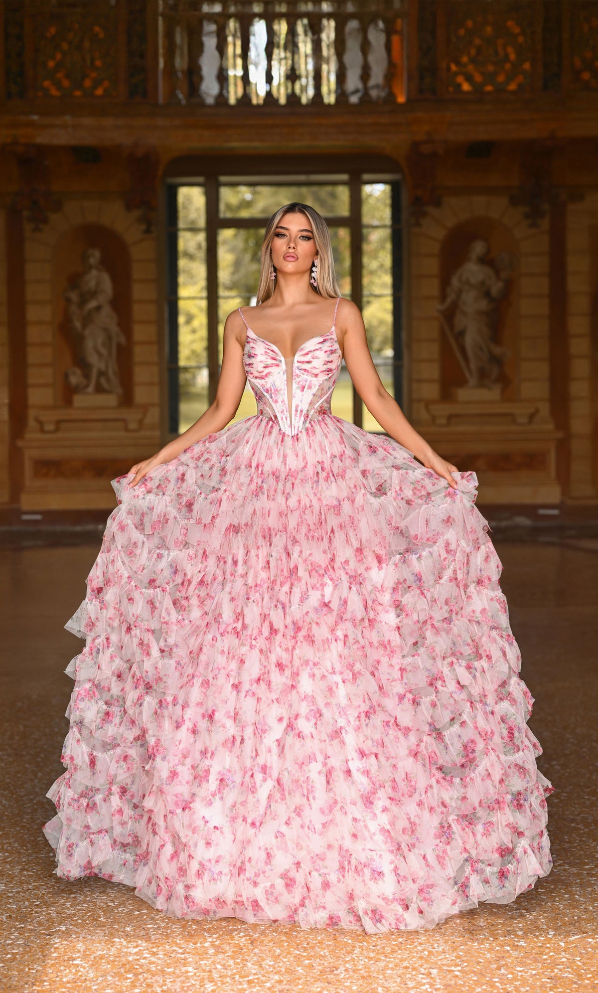 ALYCE Paris 61866 Alyce Long Plunging Neckline Ruffles Ballgown Dress