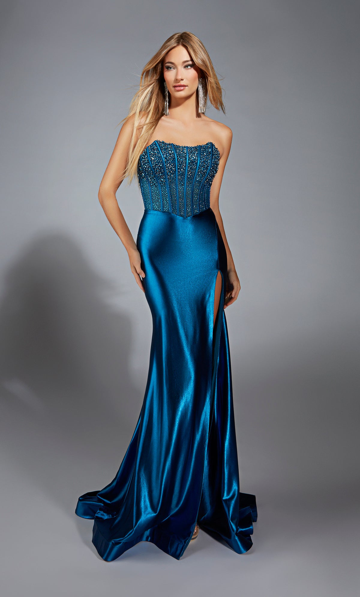 ALYCE Paris 61879 Alyce Long Strapless Neckline Corset Straight Dress