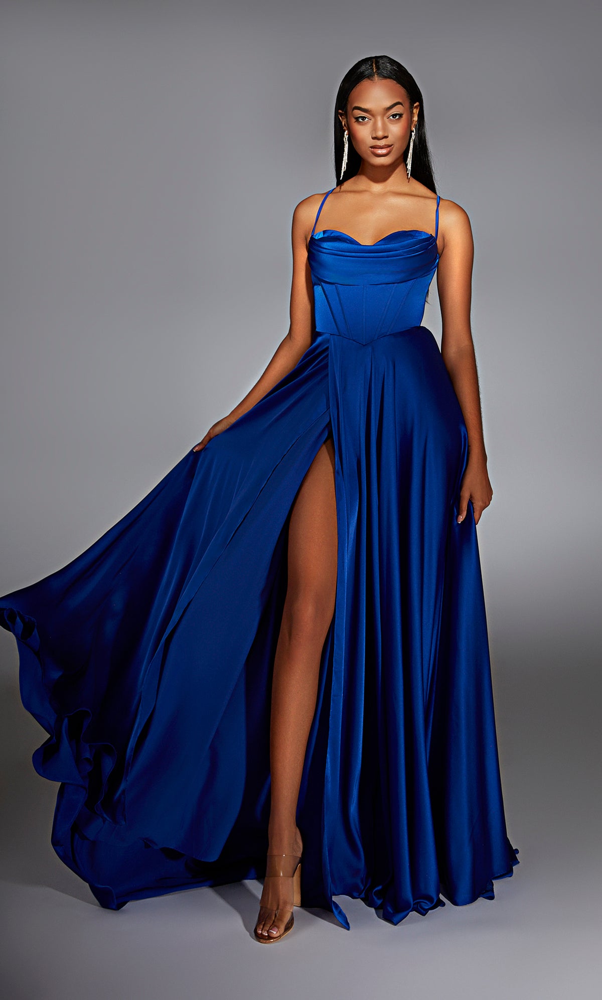 ALYCE Paris 61883 Alyce Long Cowl Neckline Corset High-low Dress