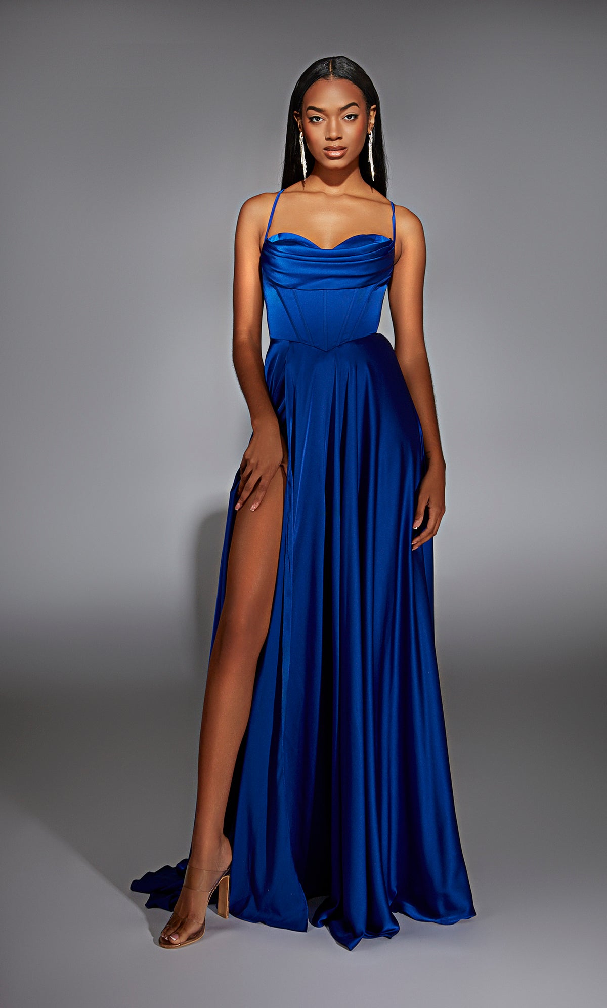 ALYCE Paris 61883 Alyce Long Cowl Neckline Corset High-low Dress