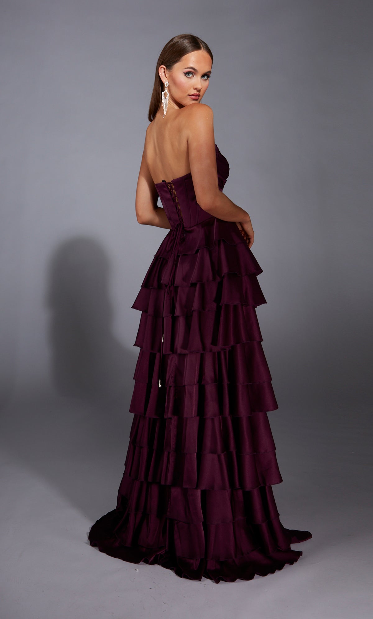 ALYCE Paris 61889 Alyce Long Plunging Neckline Ruffles A Line Dress