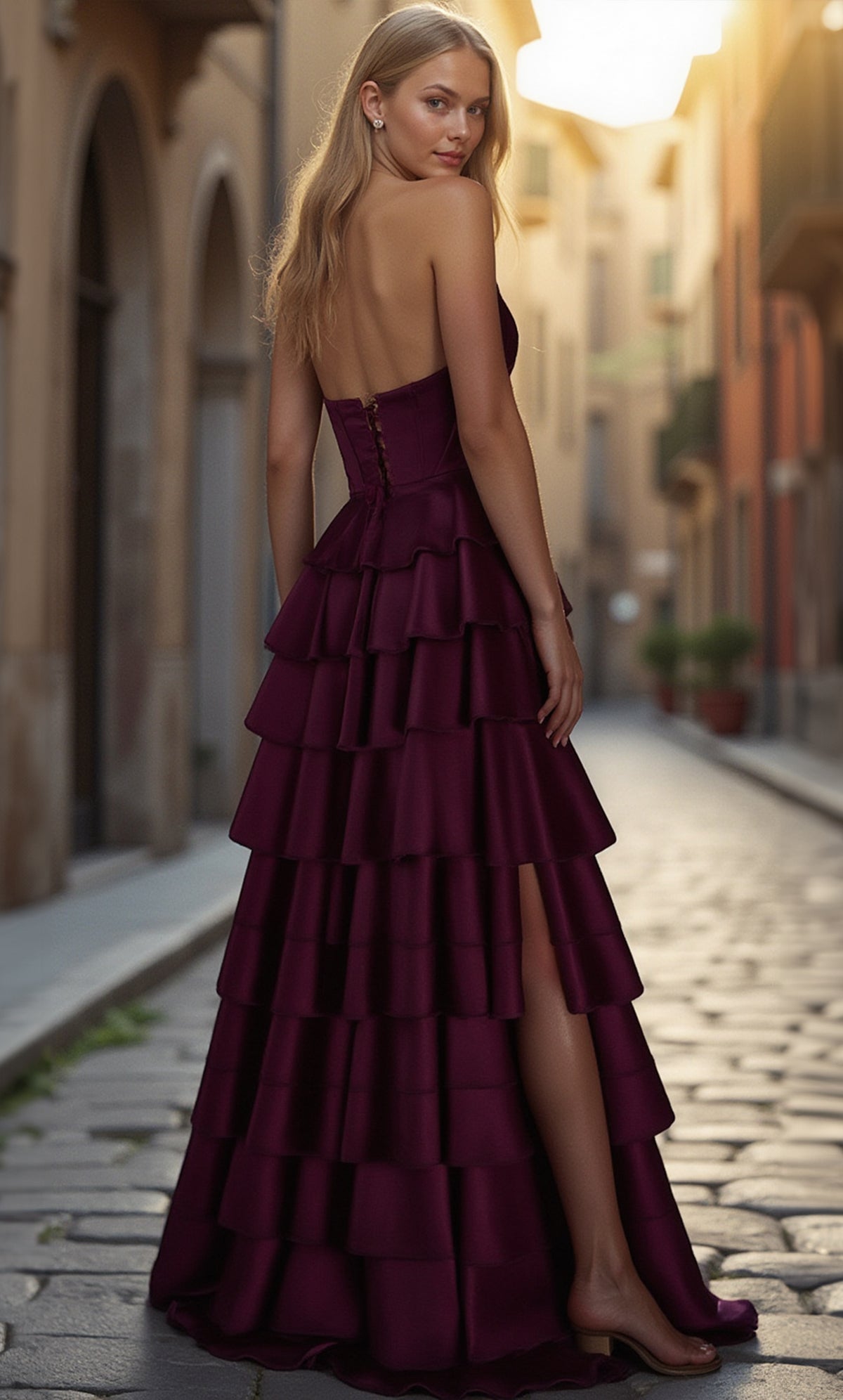 ALYCE Paris 61889 Alyce Long Plunging Neckline Ruffles A Line Dress