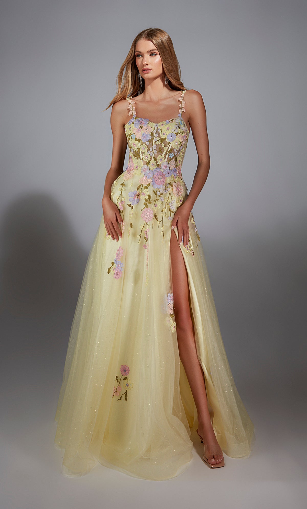 ALYCE Paris 61909 Alyce Long Scoop Neckline Corset A Line Dress