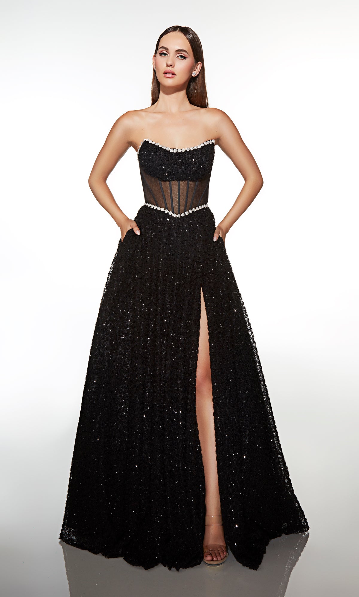 ALYCE Paris 61982 Alyce Long Scoop Neckline Illusion Ballgown Dress