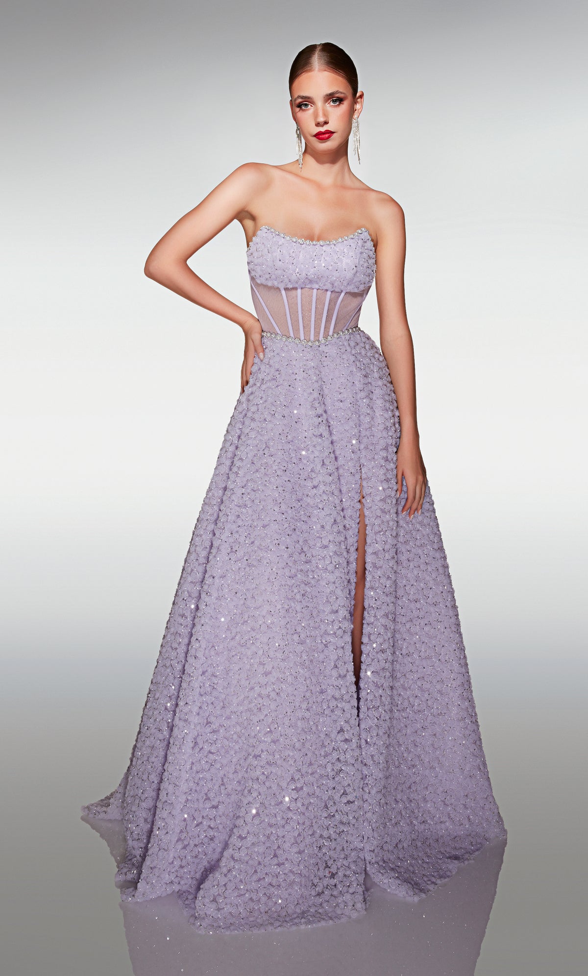 ALYCE Paris 61982 Alyce Long Scoop Neckline Illusion Ballgown Dress
