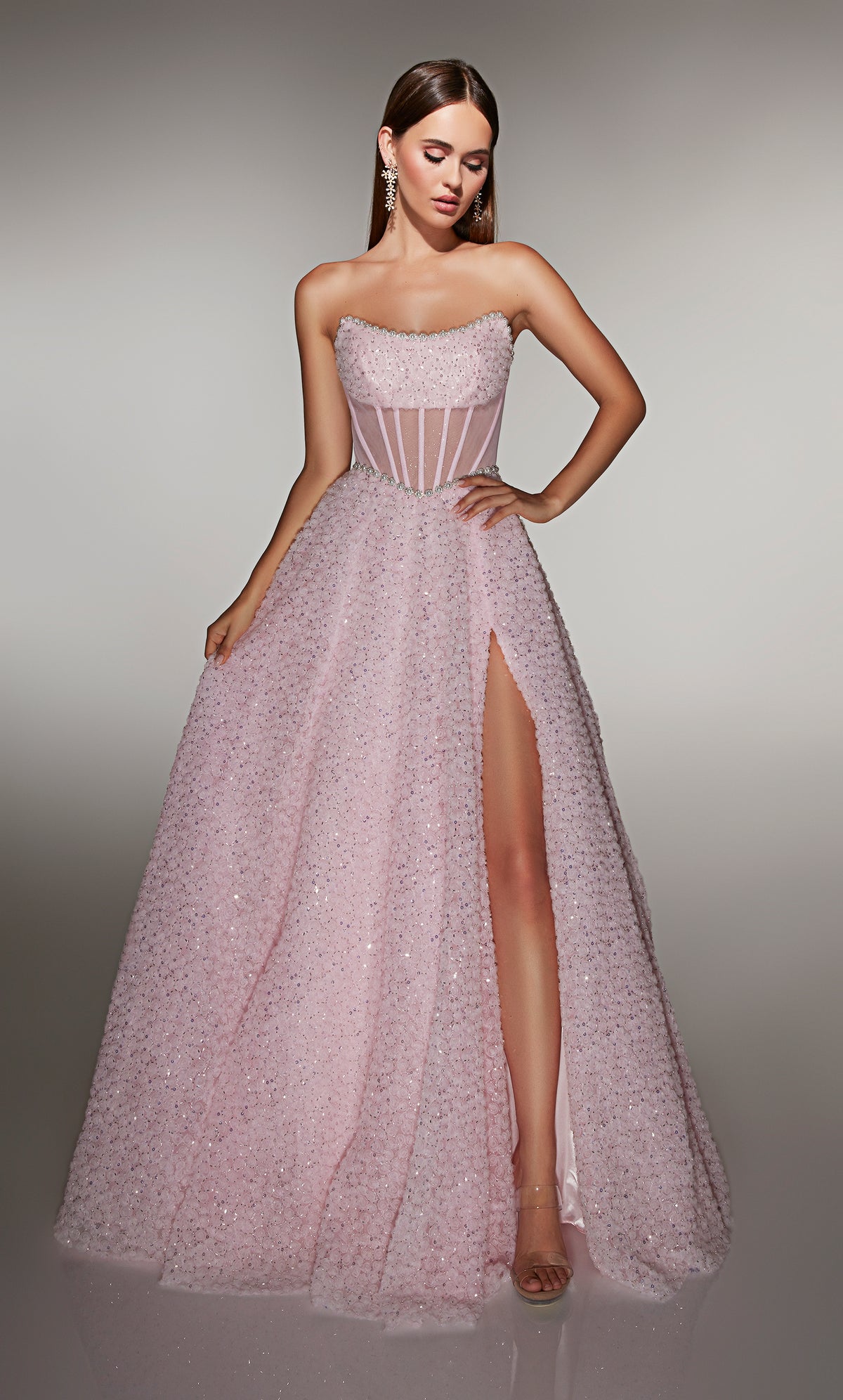 ALYCE Paris 61982 Alyce Long Scoop Neckline Illusion Ballgown Dress