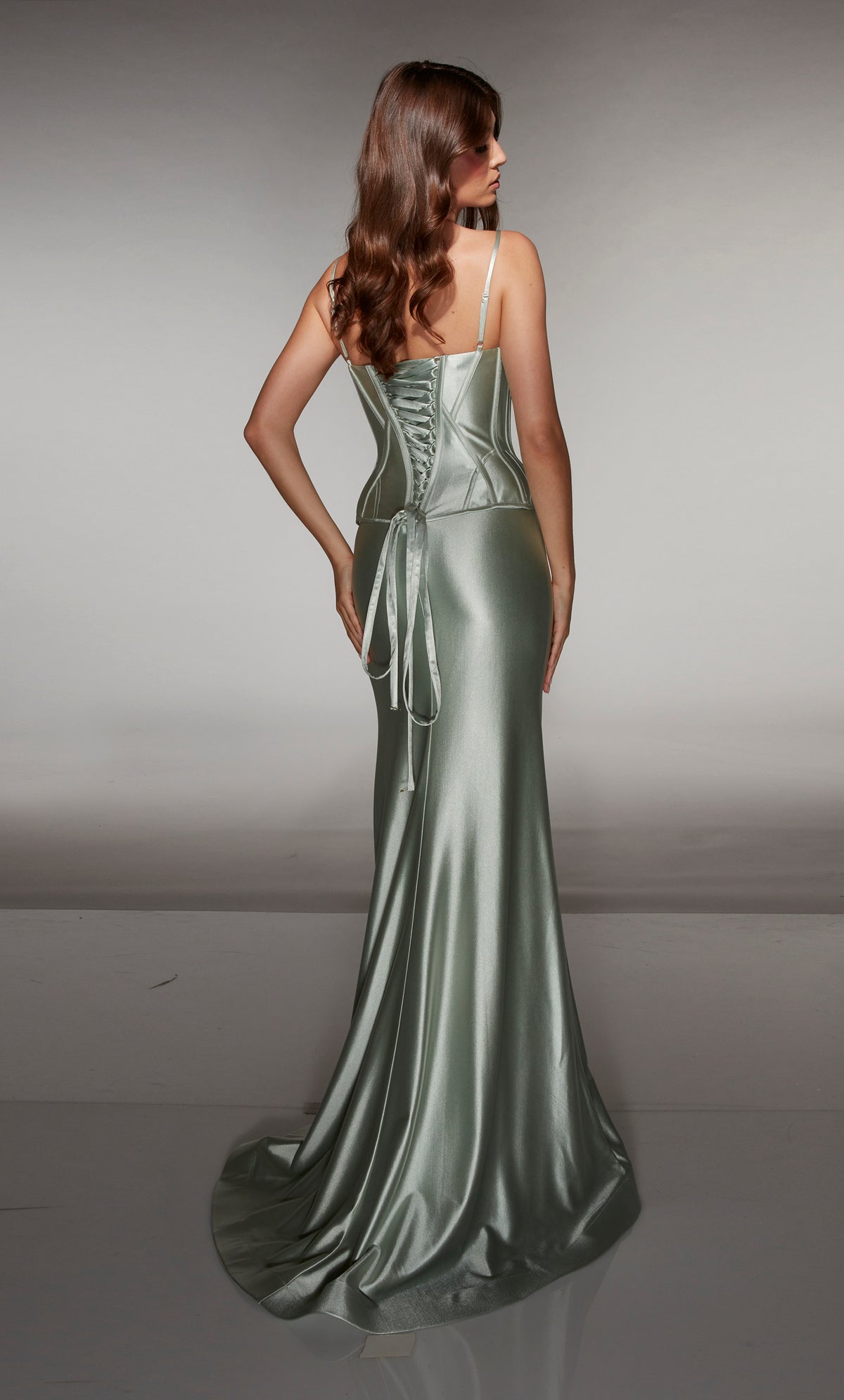 ALYCE Paris 61991 Alyce Long Cat-eye Neckline Corset Straight Dress