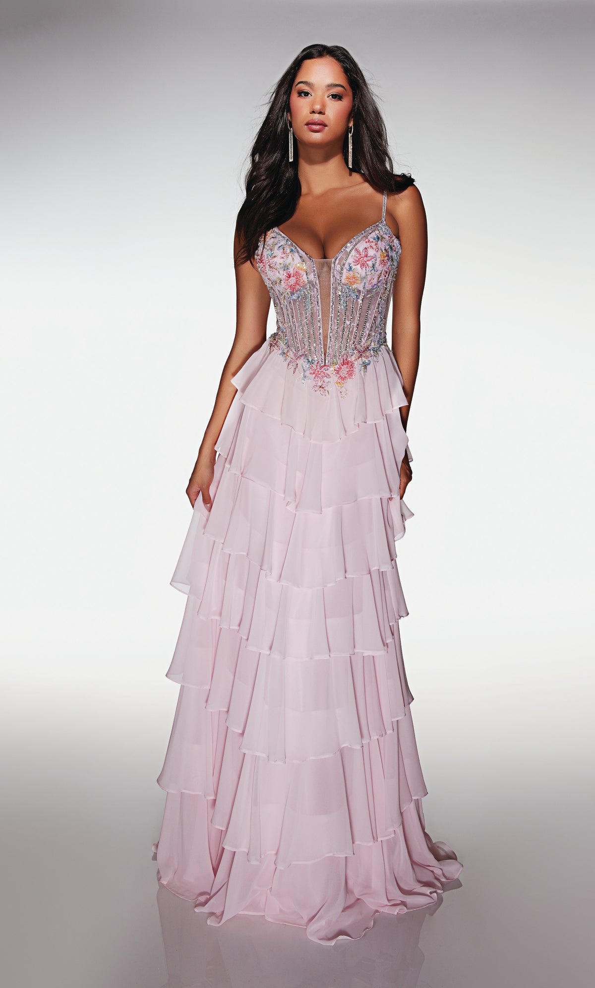 ALYCE Paris 61993 Alyce Long Plunging Neckline Corset A Line Dress