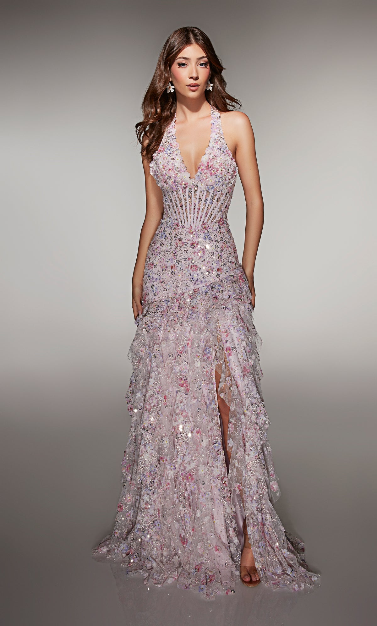 ALYCE Paris 61999 Alyce Long Halter Neckline Corset A Line Dress