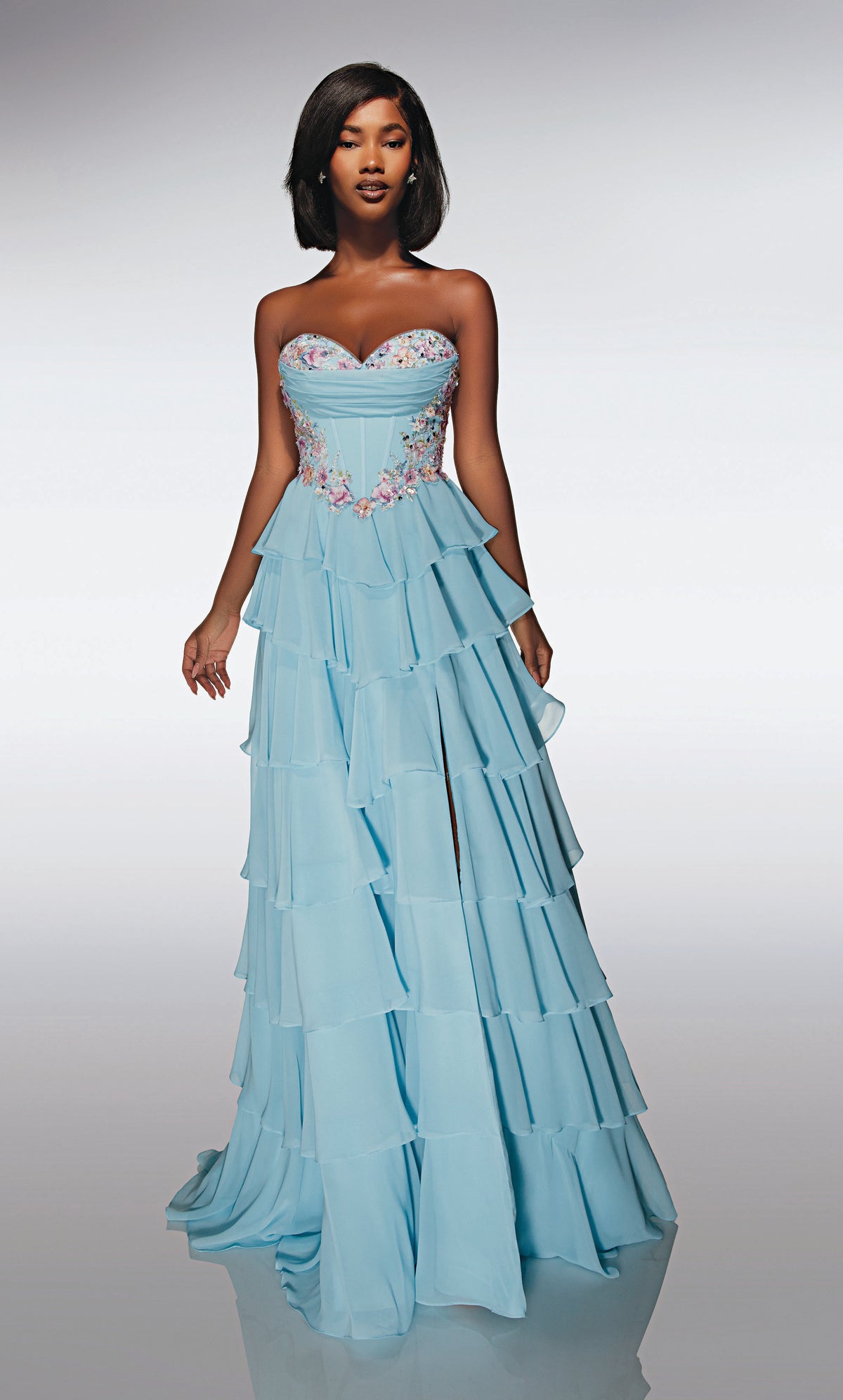 ALYCE Paris 62013 Alyce Long Sweetheart Neckline Ruffles A Line Dress