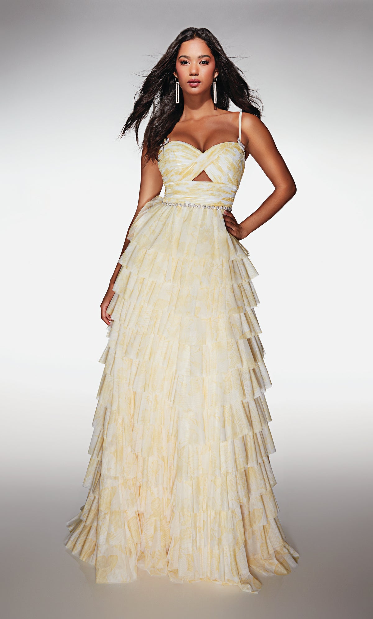 ALYCE Paris 62018 Alyce Long Sweetheart Neckline Ruffles A Line Dress