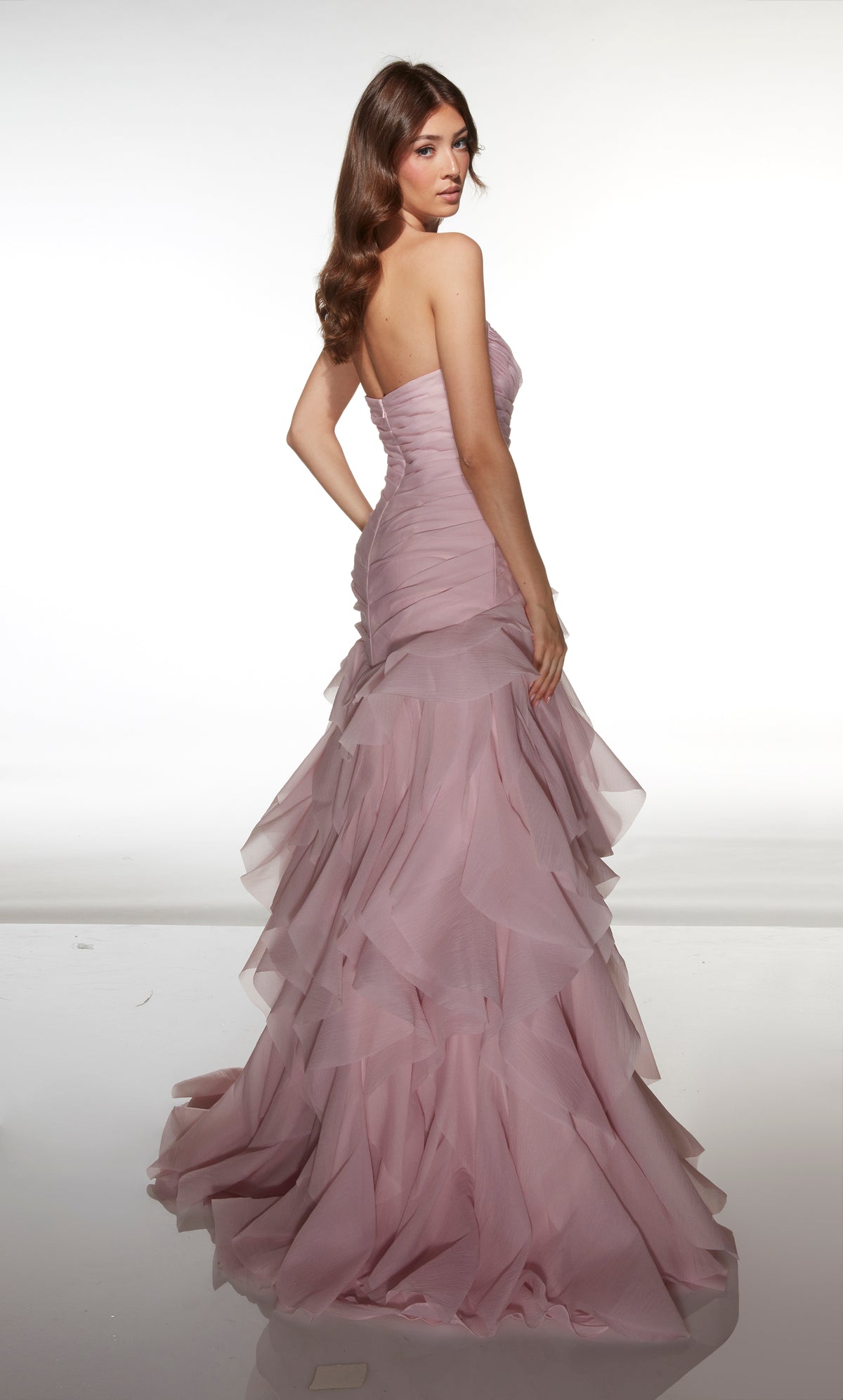 ALYCE Paris 62024 Alyce Long V-neckline Ruffles A Line Dress