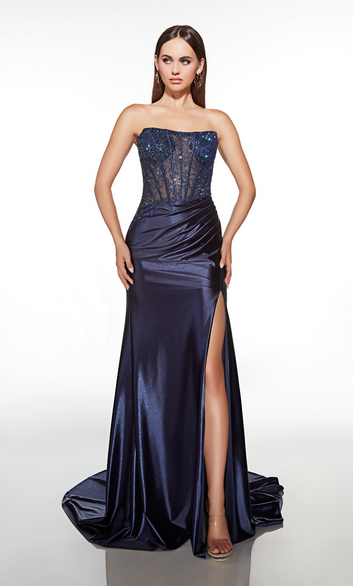 ALYCE Paris 62027 Alyce Long Scoop Neckline Illusion Straight Dress