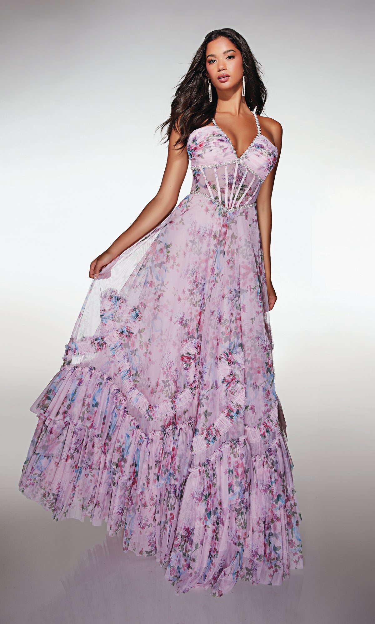 ALYCE Paris 62028 Alyce Long V-neckline Corset A Line Dress