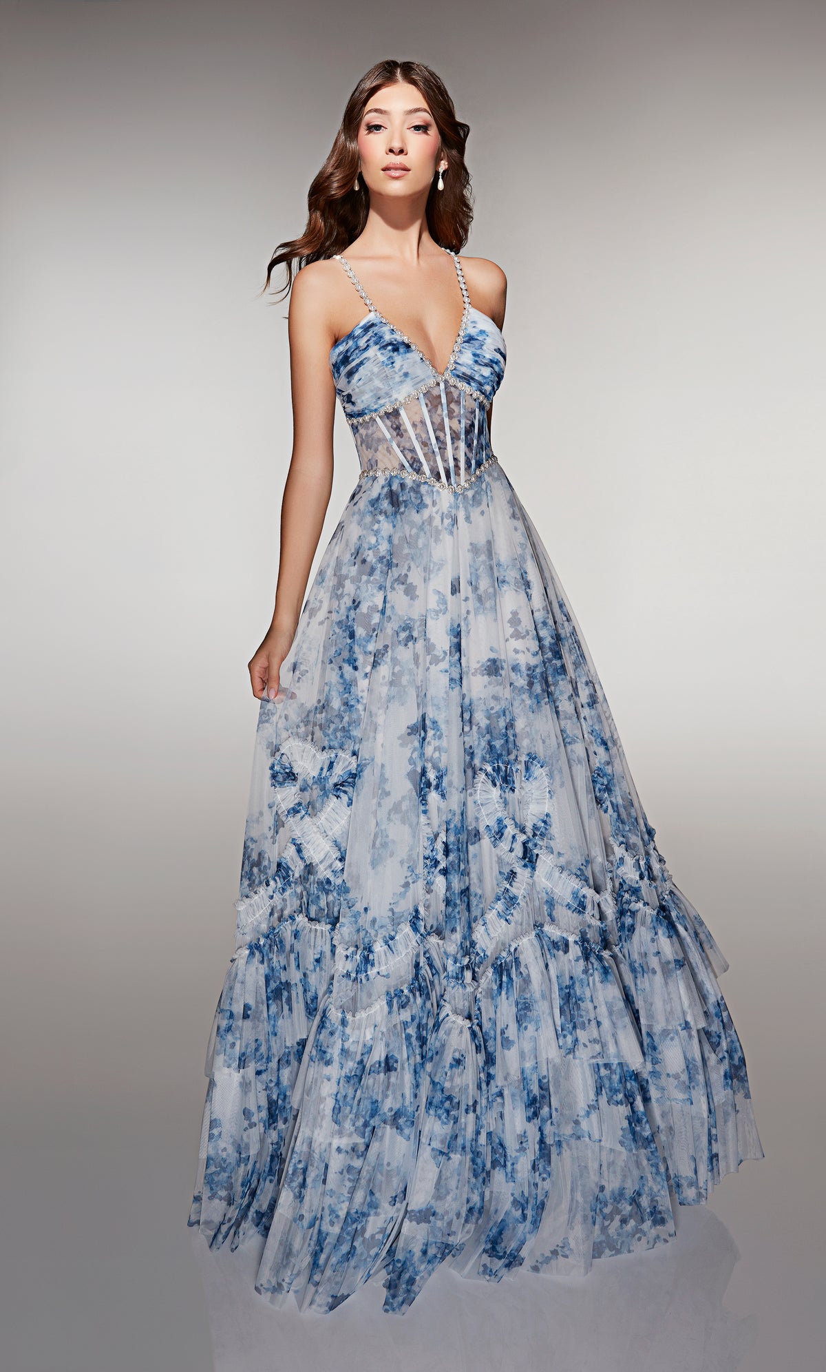 ALYCE Paris 62028 Alyce Long V-neckline Corset A Line Dress