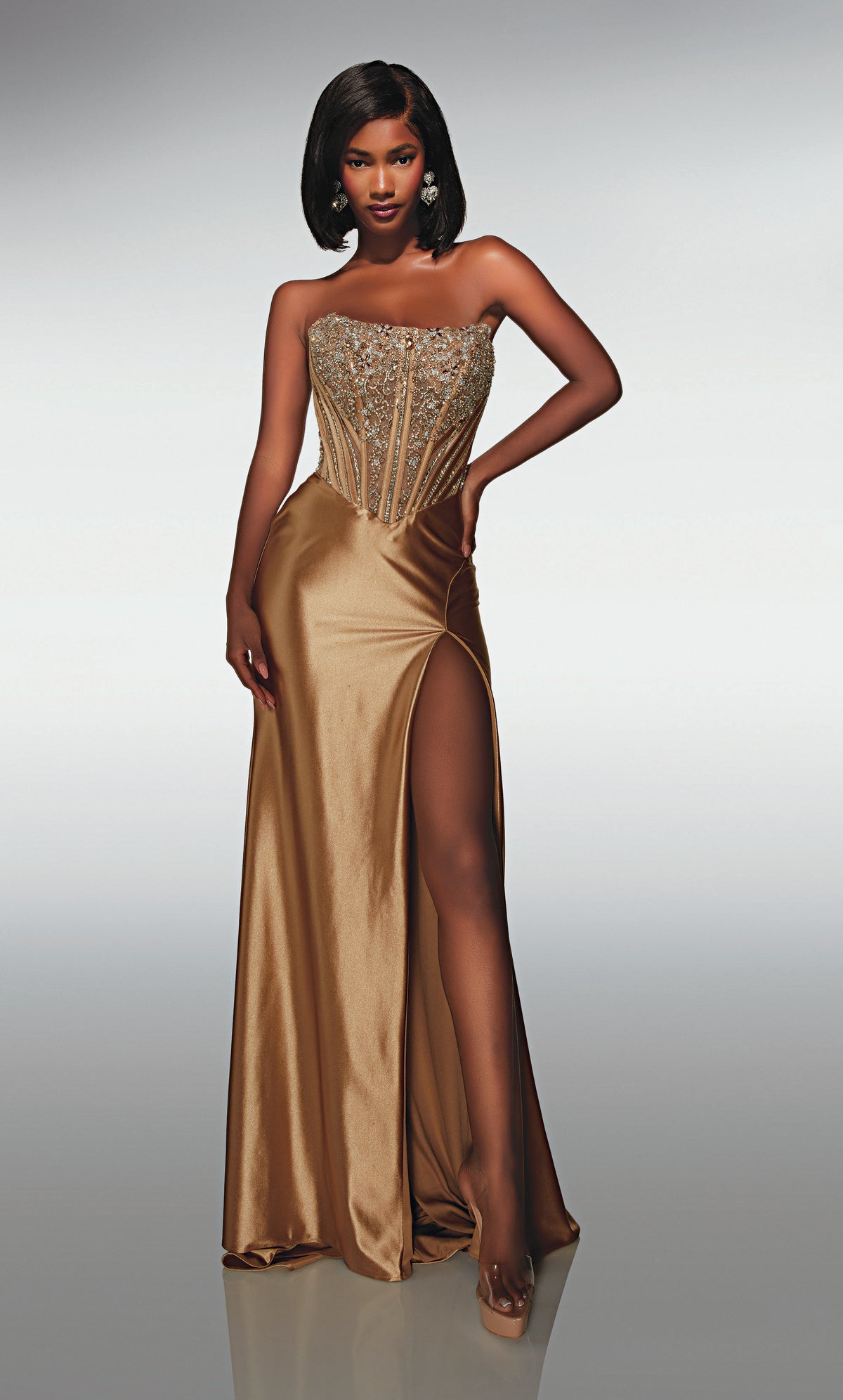 ALYCE Paris 62034 Alyce Long Scoop Neckline Corset Straight Dress