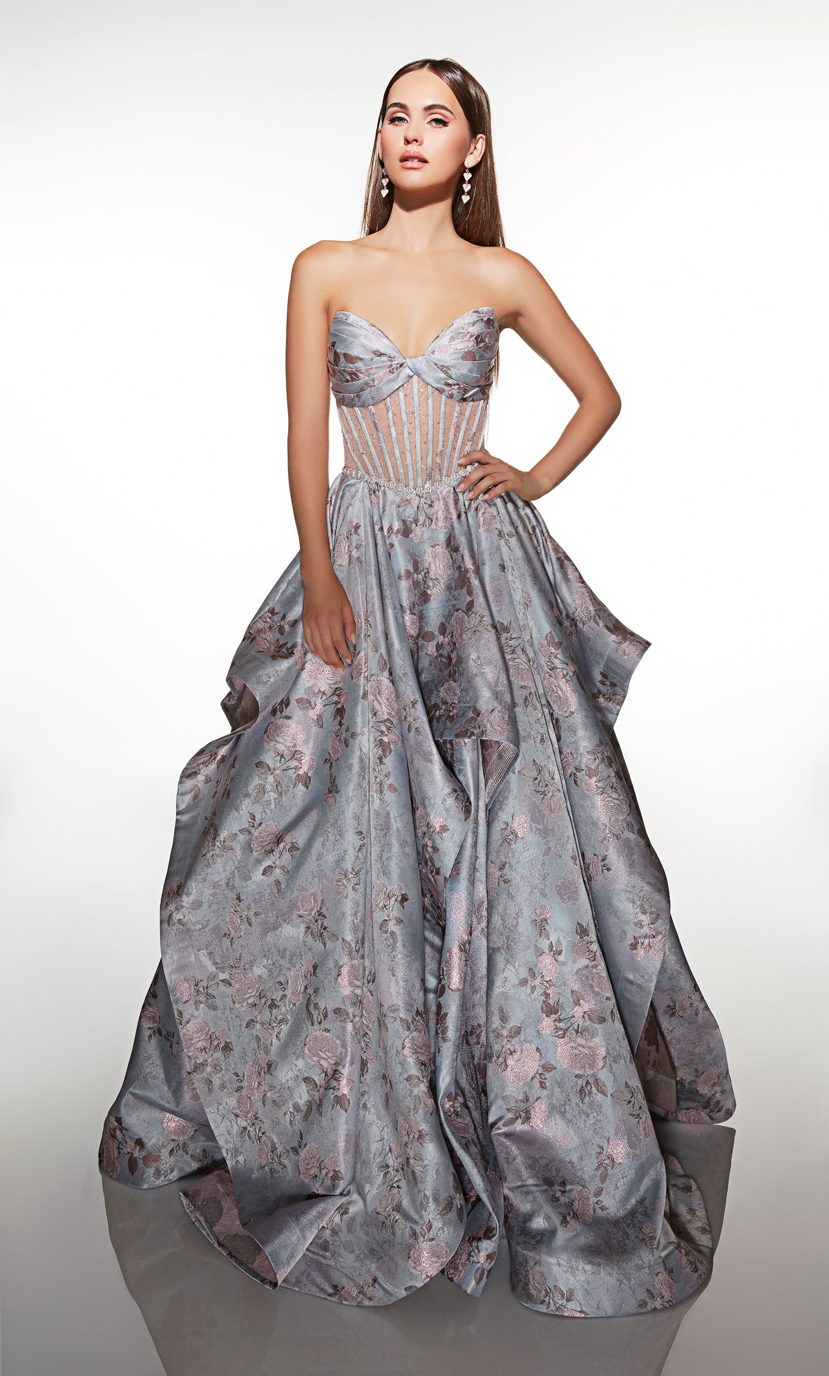 ALYCE Paris 62051 Alyce Long Cat-eye Neckline Corset Ballgown Dress