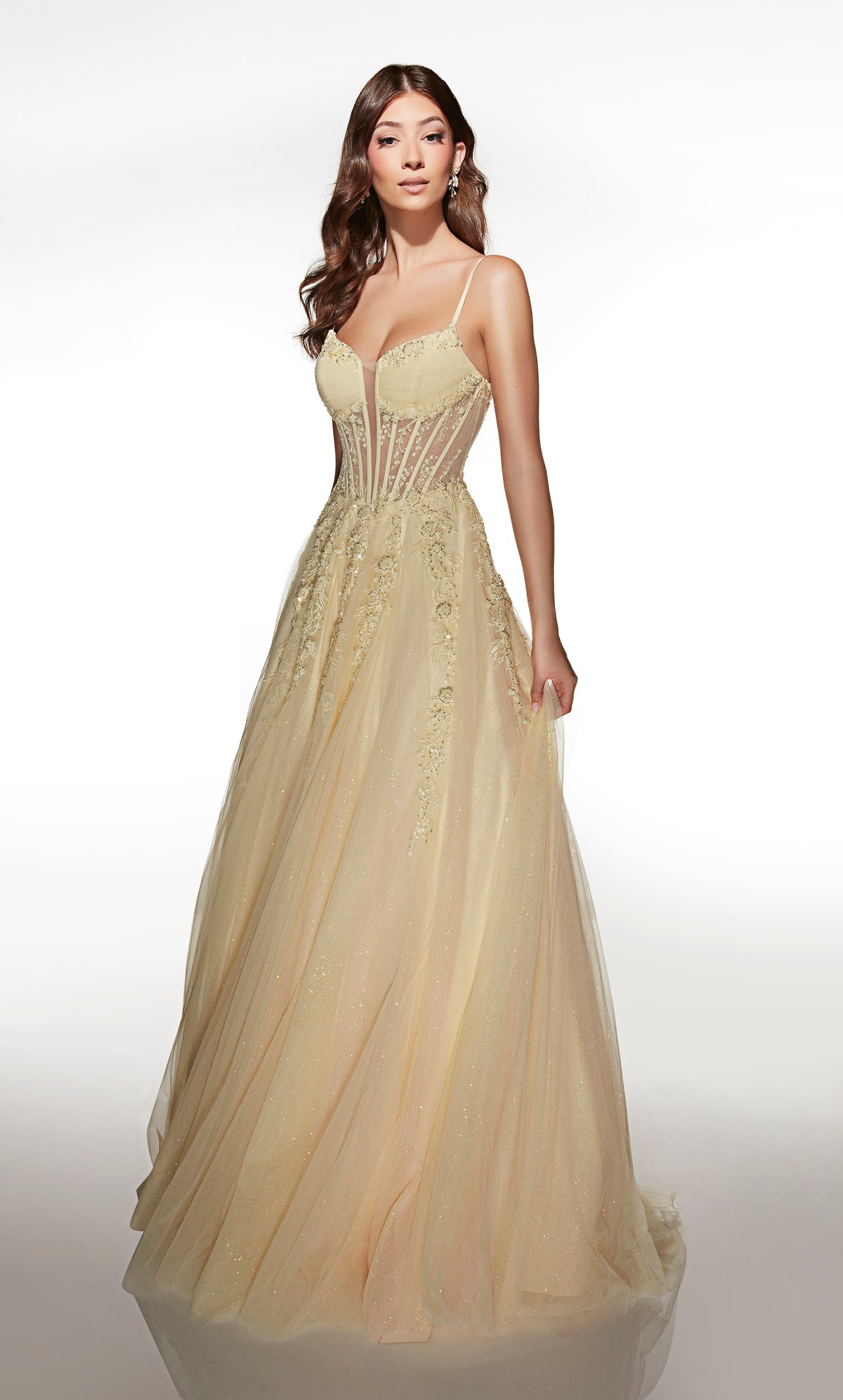 ALYCE Paris 62061 Alyce Long Plunging Neckline Embellished Ballgown Dress