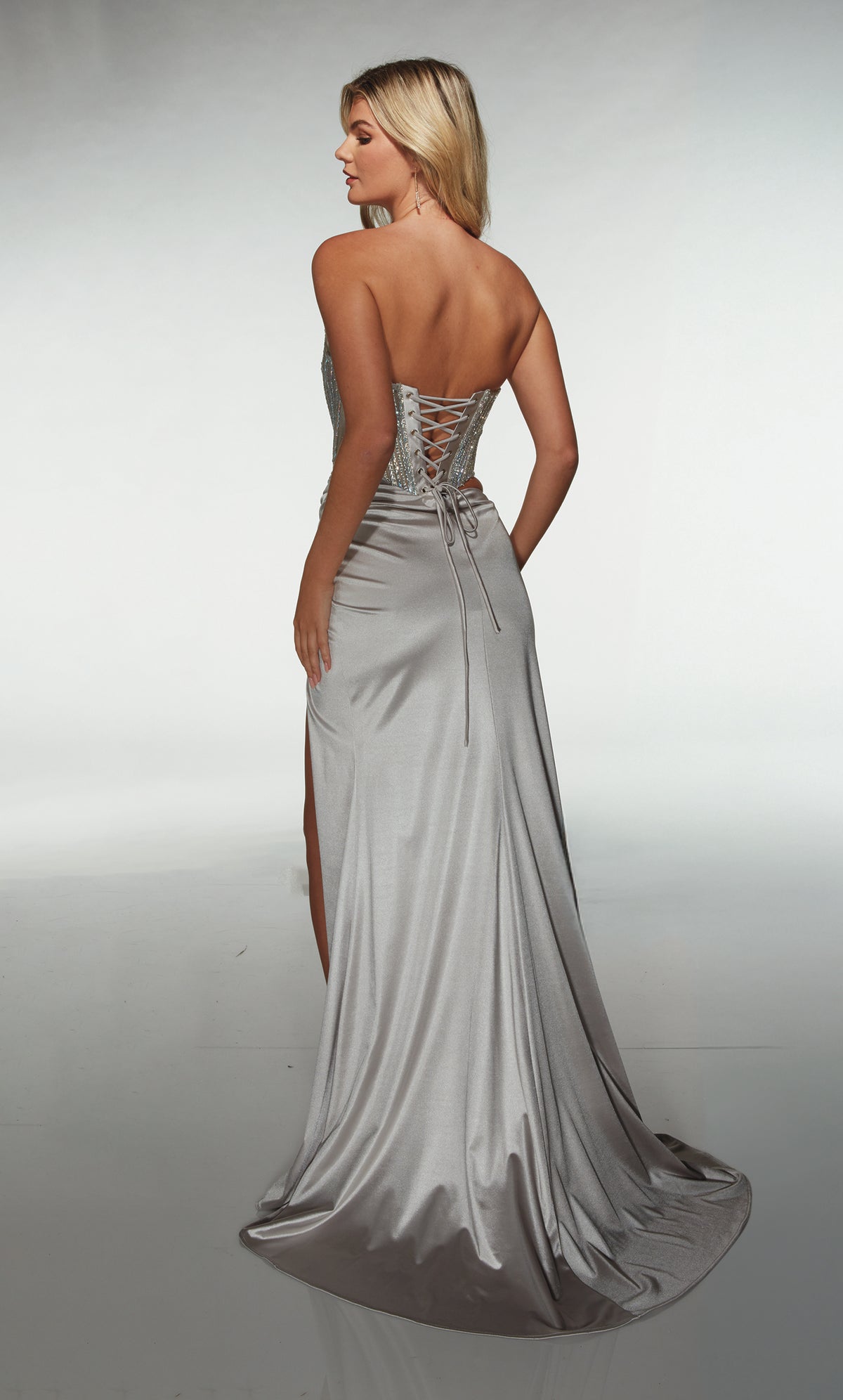 ALYCE Paris 62087 Alyce Long Sweetheart Neckline Slit Straight Dress
