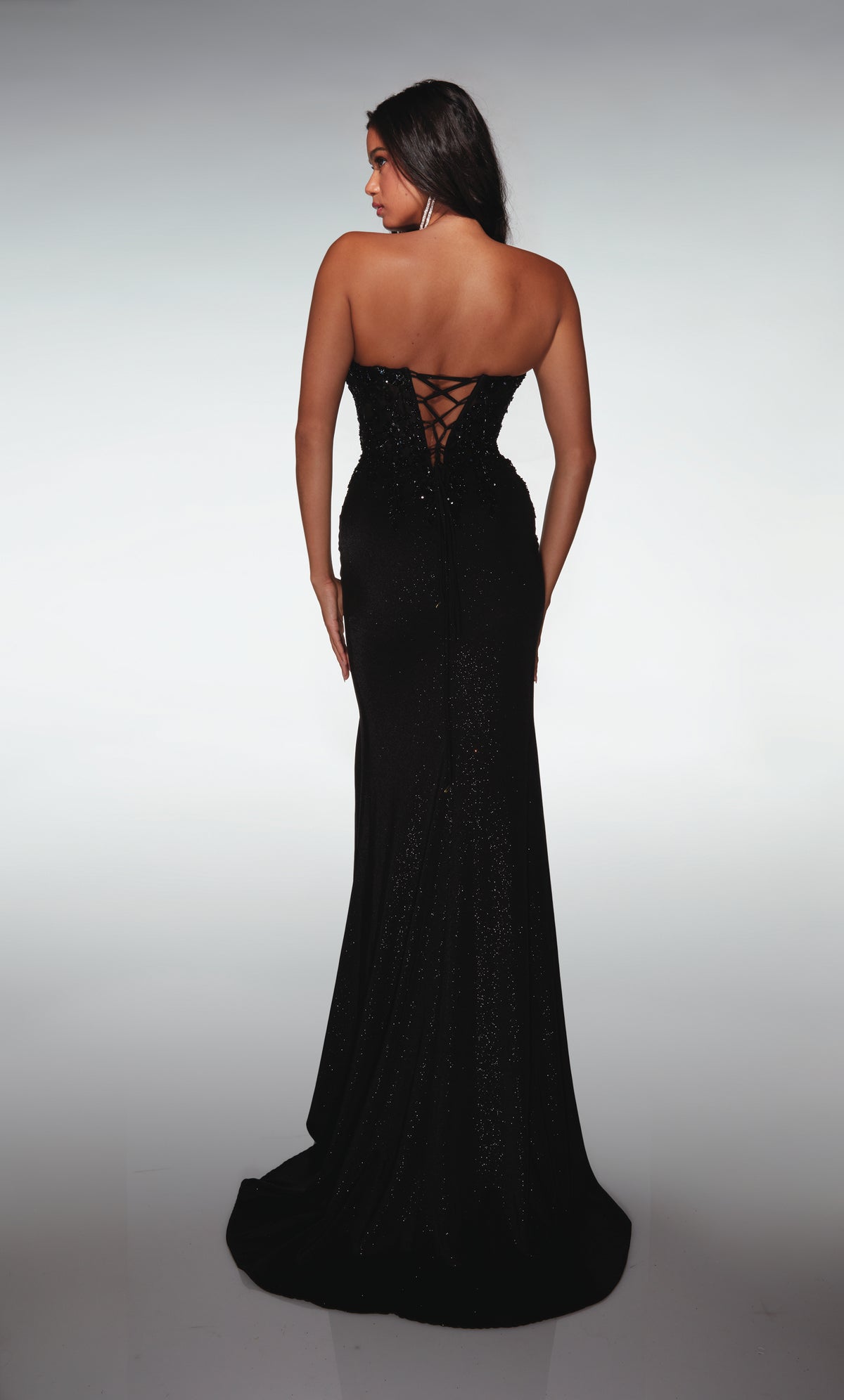 ALYCE Paris 62135 Alyce Long Plunging Neckline Illusion Straight Dress